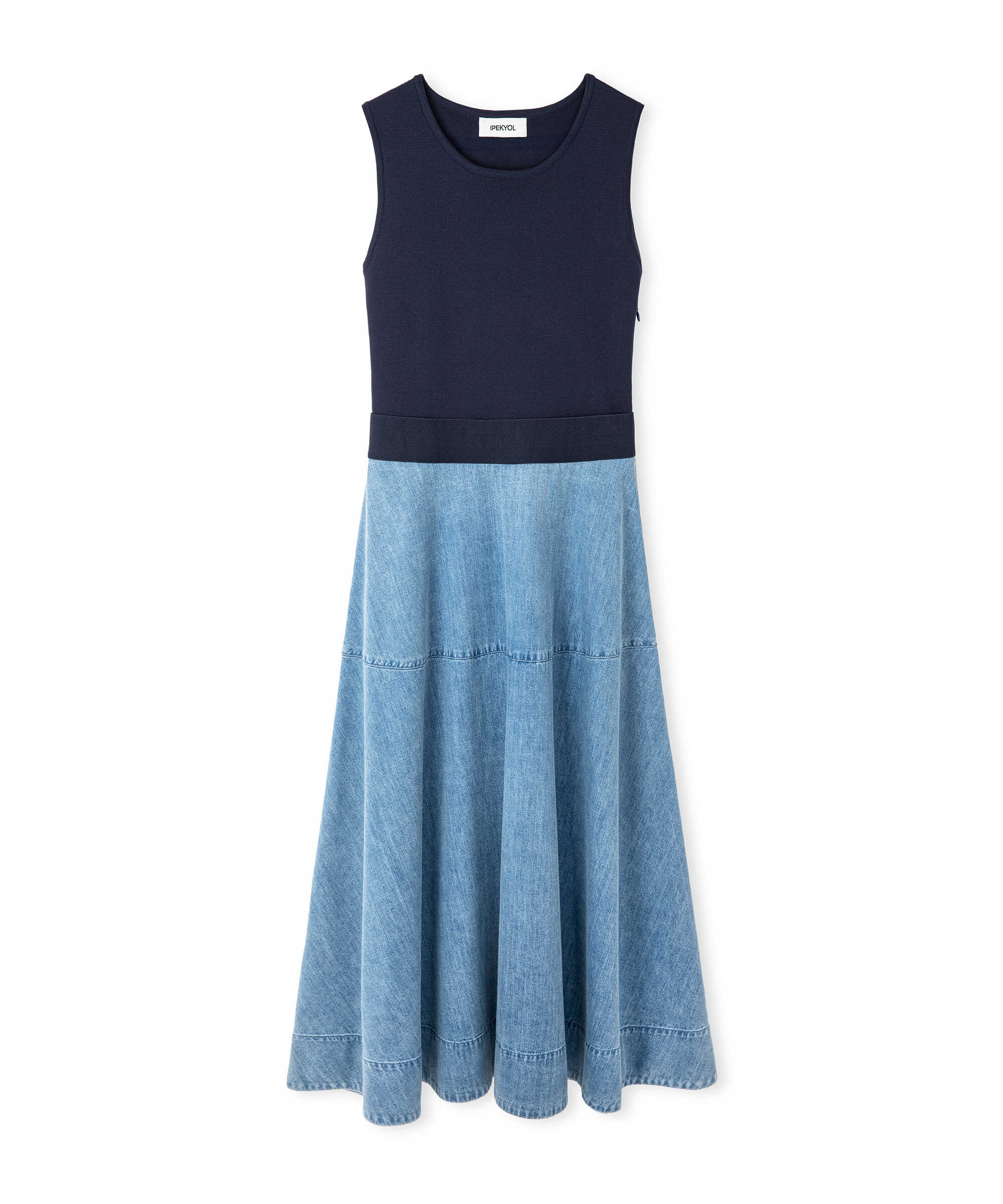 Denim mix elbise - IS1260002224629 - İndigo Elbise