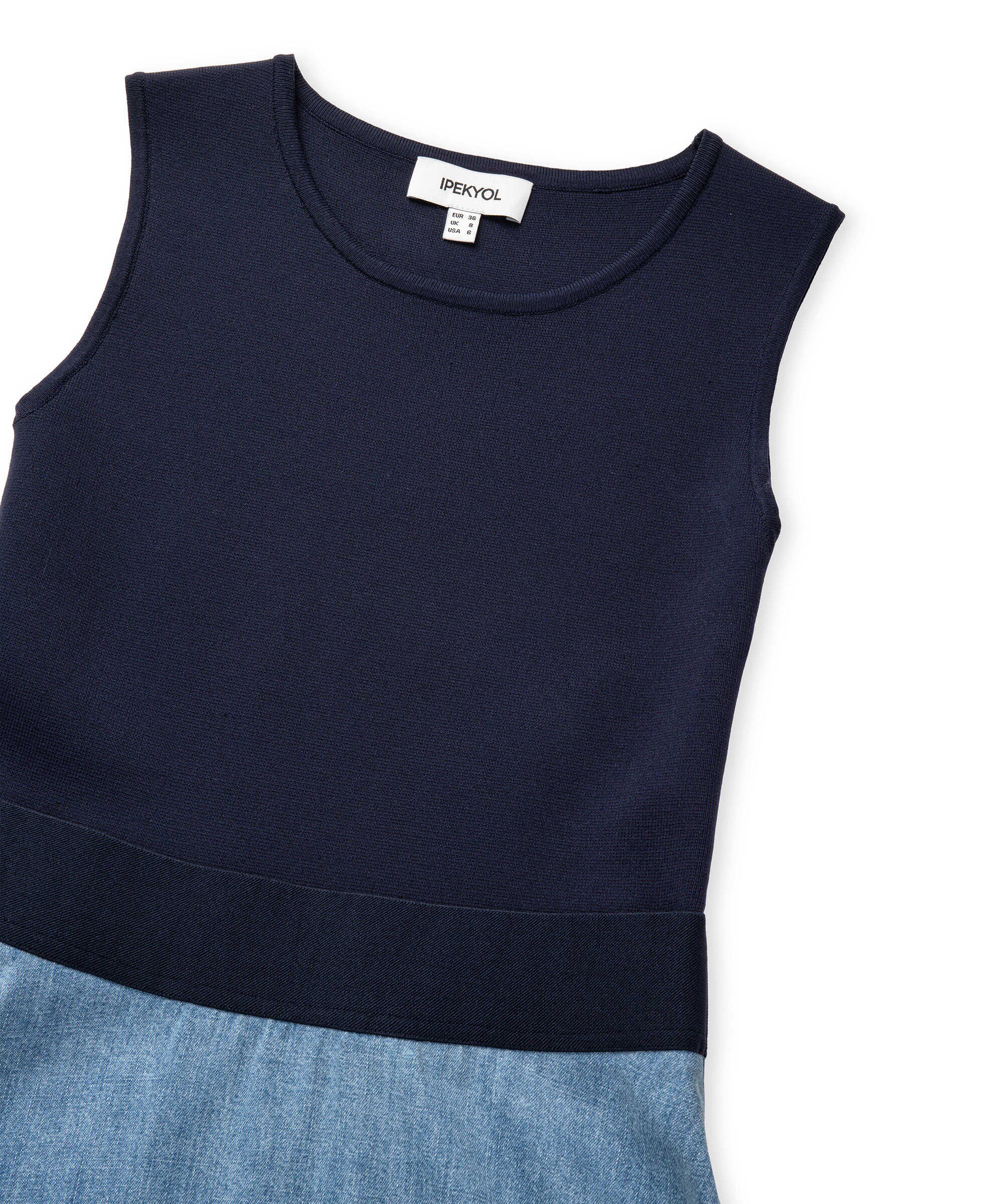 Denim mix elbise - IS1260002224629 - İndigo Elbise