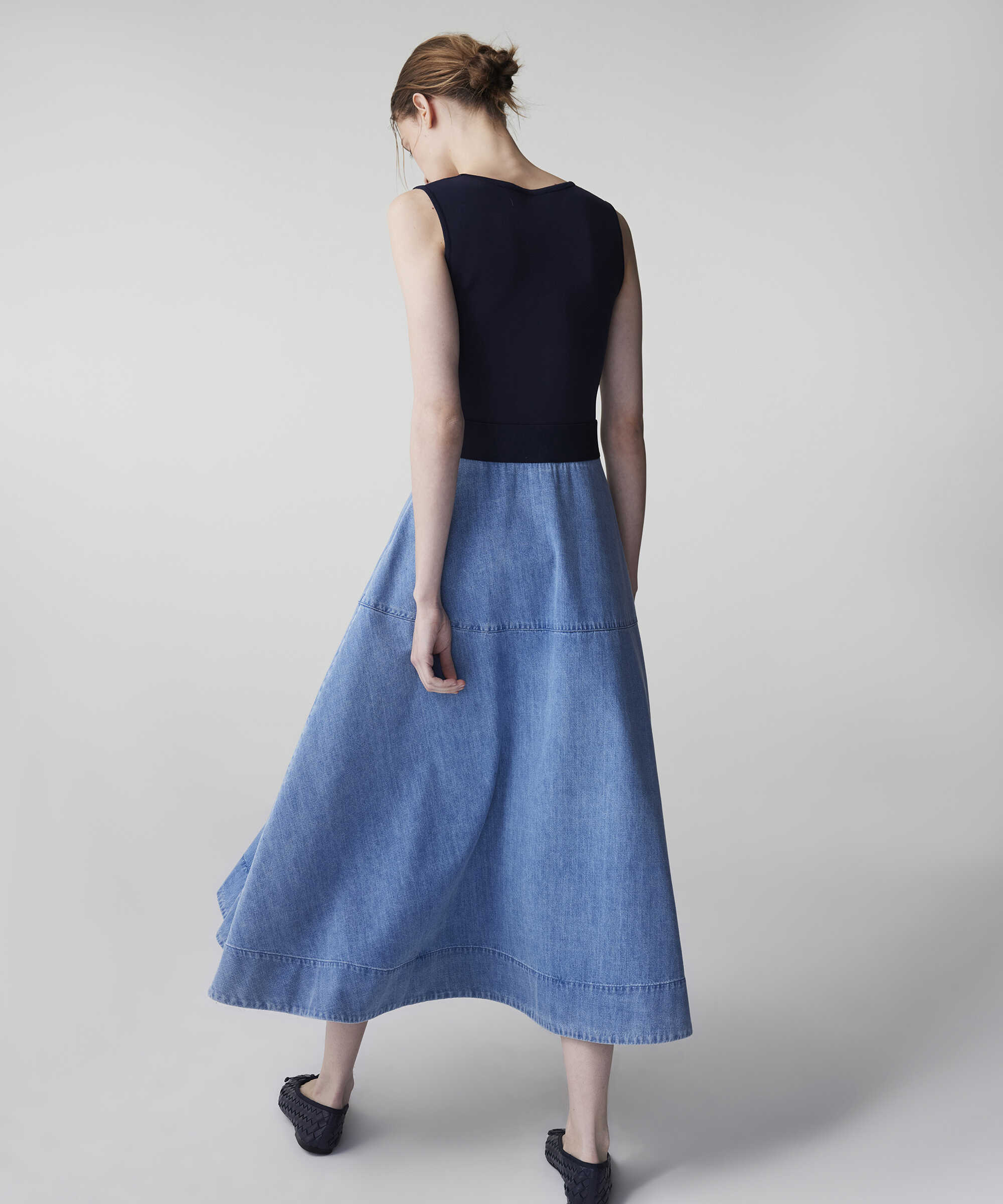 Denim mix elbise - IS1260002224629 - İndigo Elbise