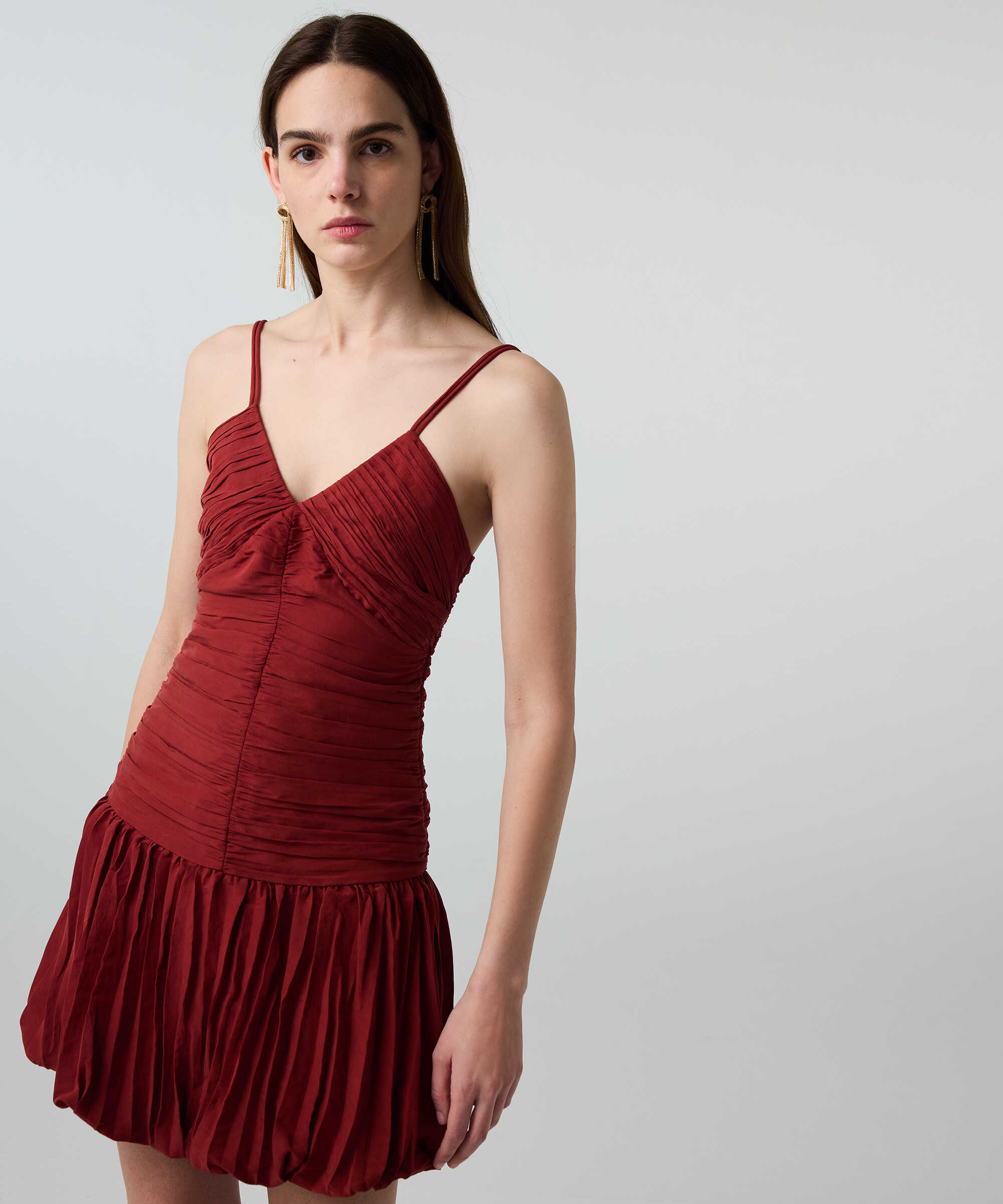 Piliseli mini elbise - IS1260002364054 - Kiremit Elbise