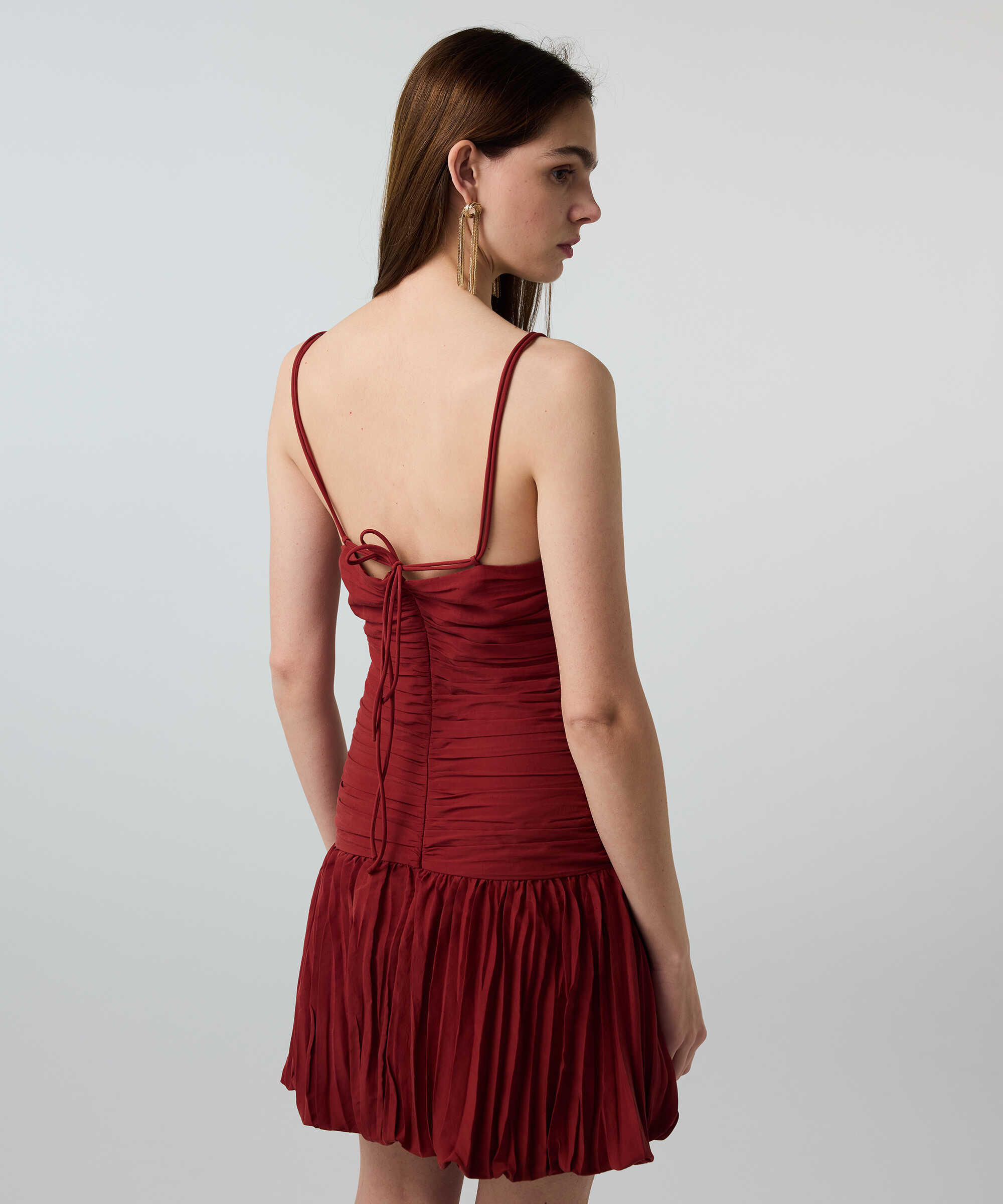 Piliseli mini elbise - IS1260002364054 - Kiremit Elbise