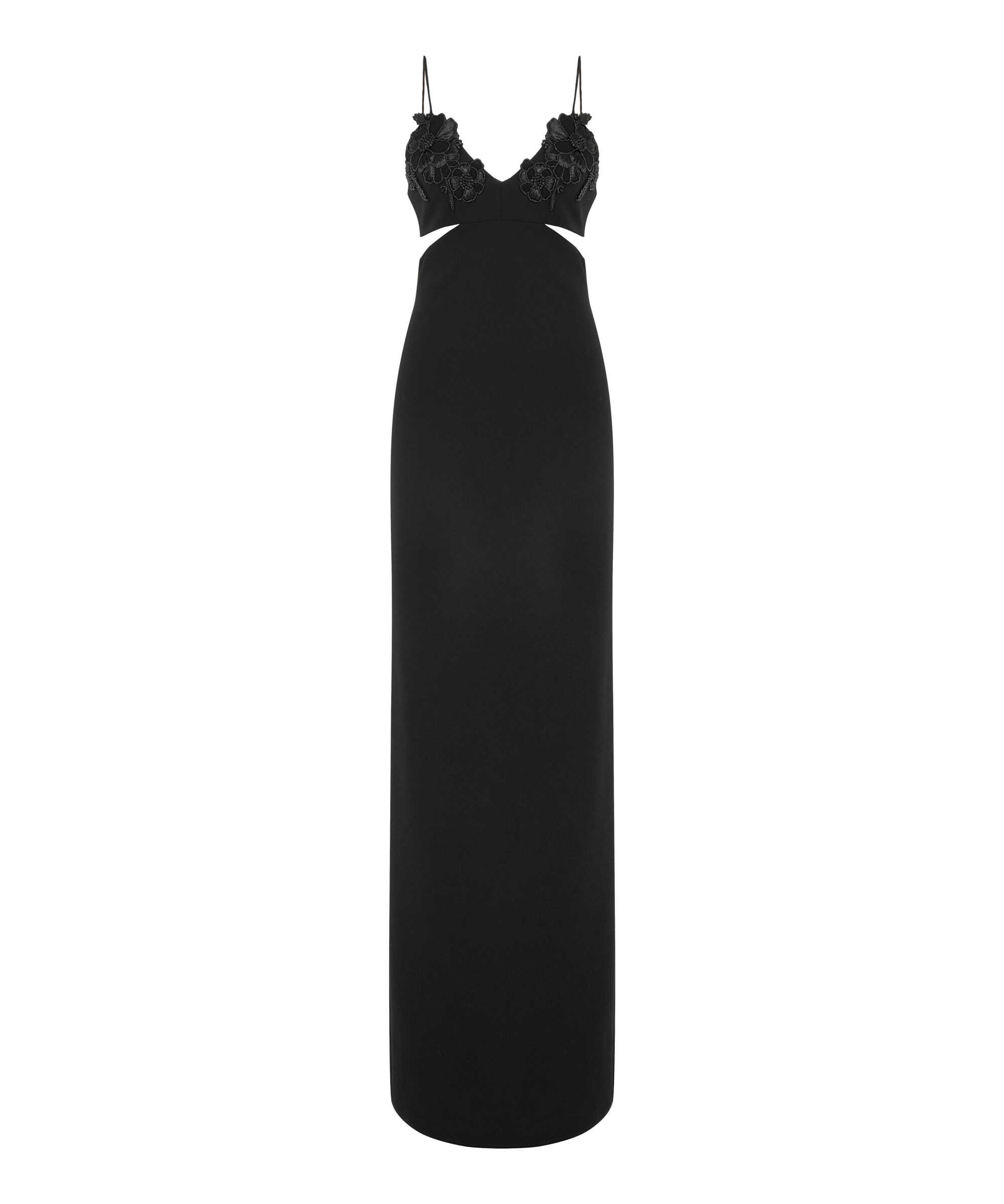 Aplikeli cutout abiye elbise - IS1260002449001 - Siyah Elbise