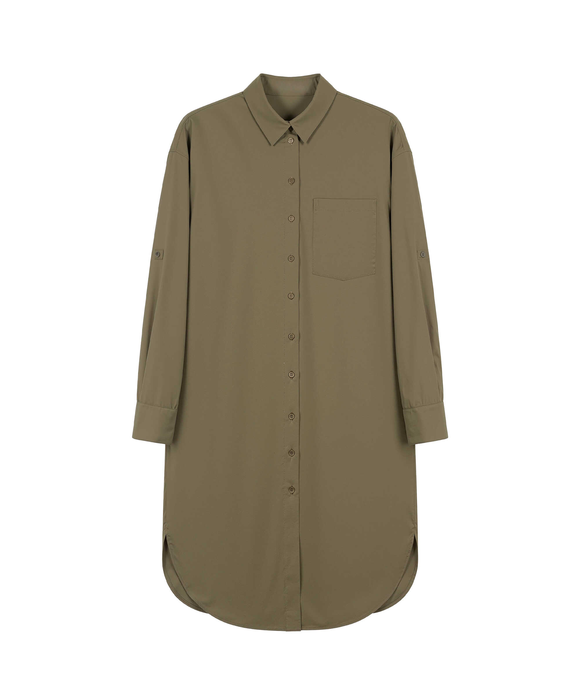 Tek cepli poplin elbise - IS1260002588022 - Haki Elbise
