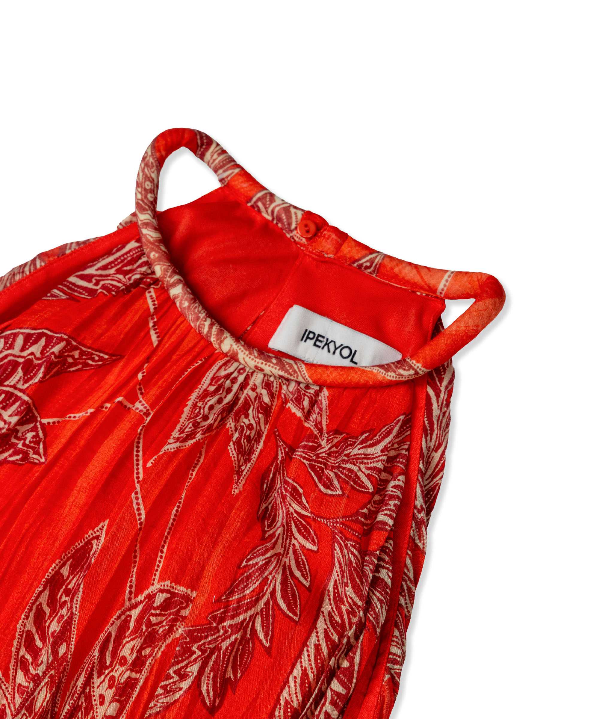 Desenli halter yaka elbise - IS1260002669108 - Mercan Elbise