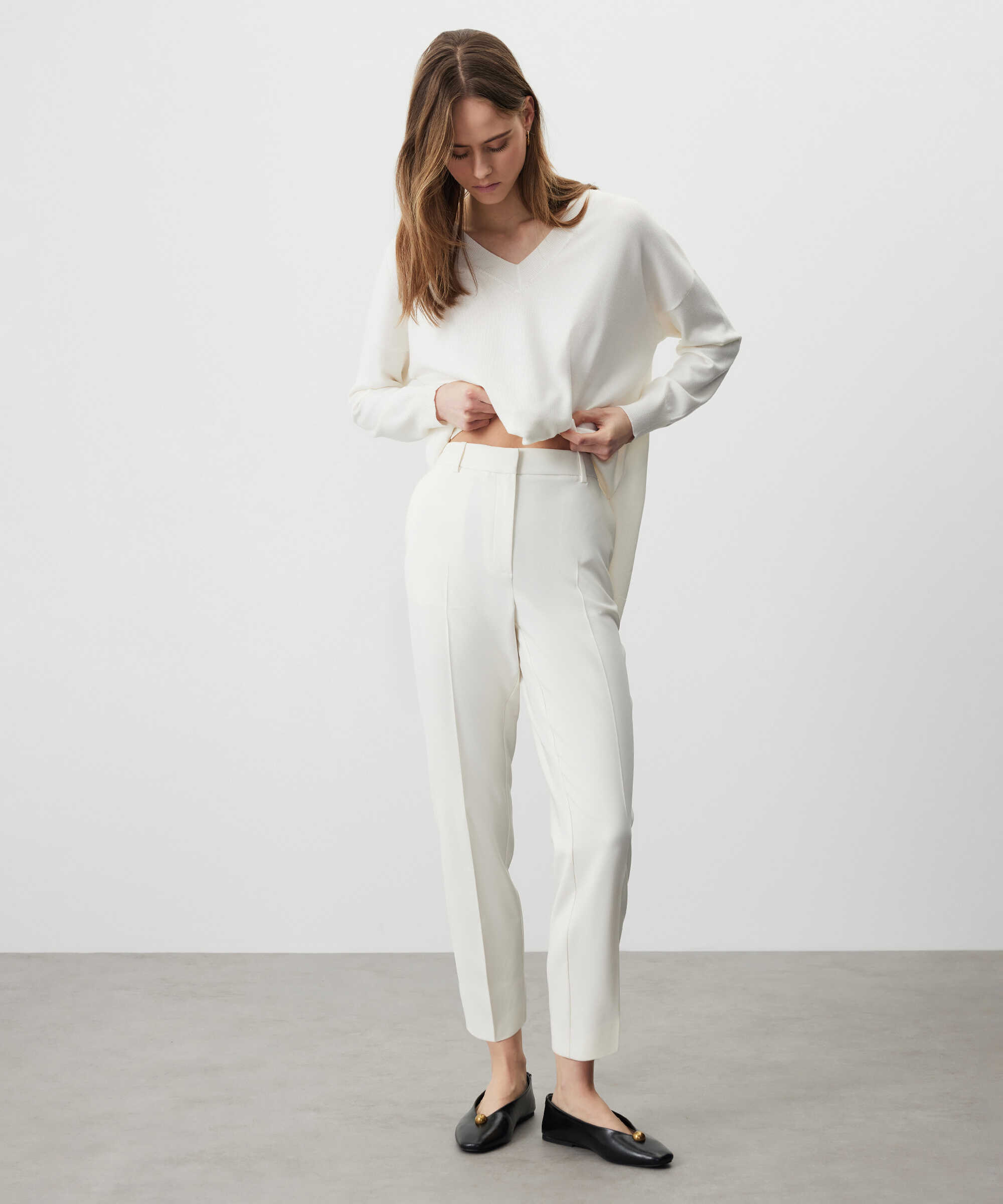 Cigarette fit pantolon - IS1260003071018 - Ekru Pantolon