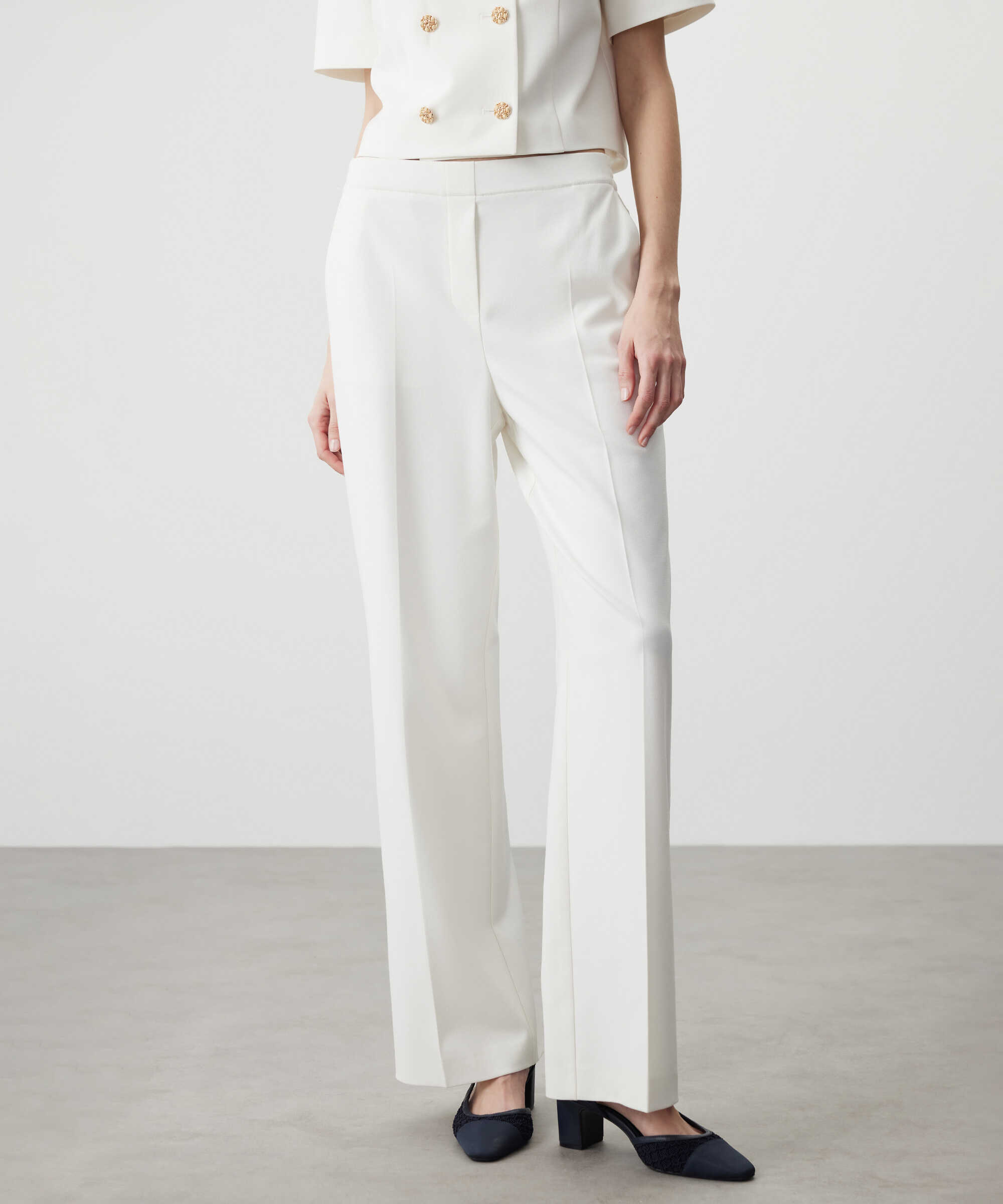Wide leg fit pantolon - IS1260003074018 - Ekru Pantolon