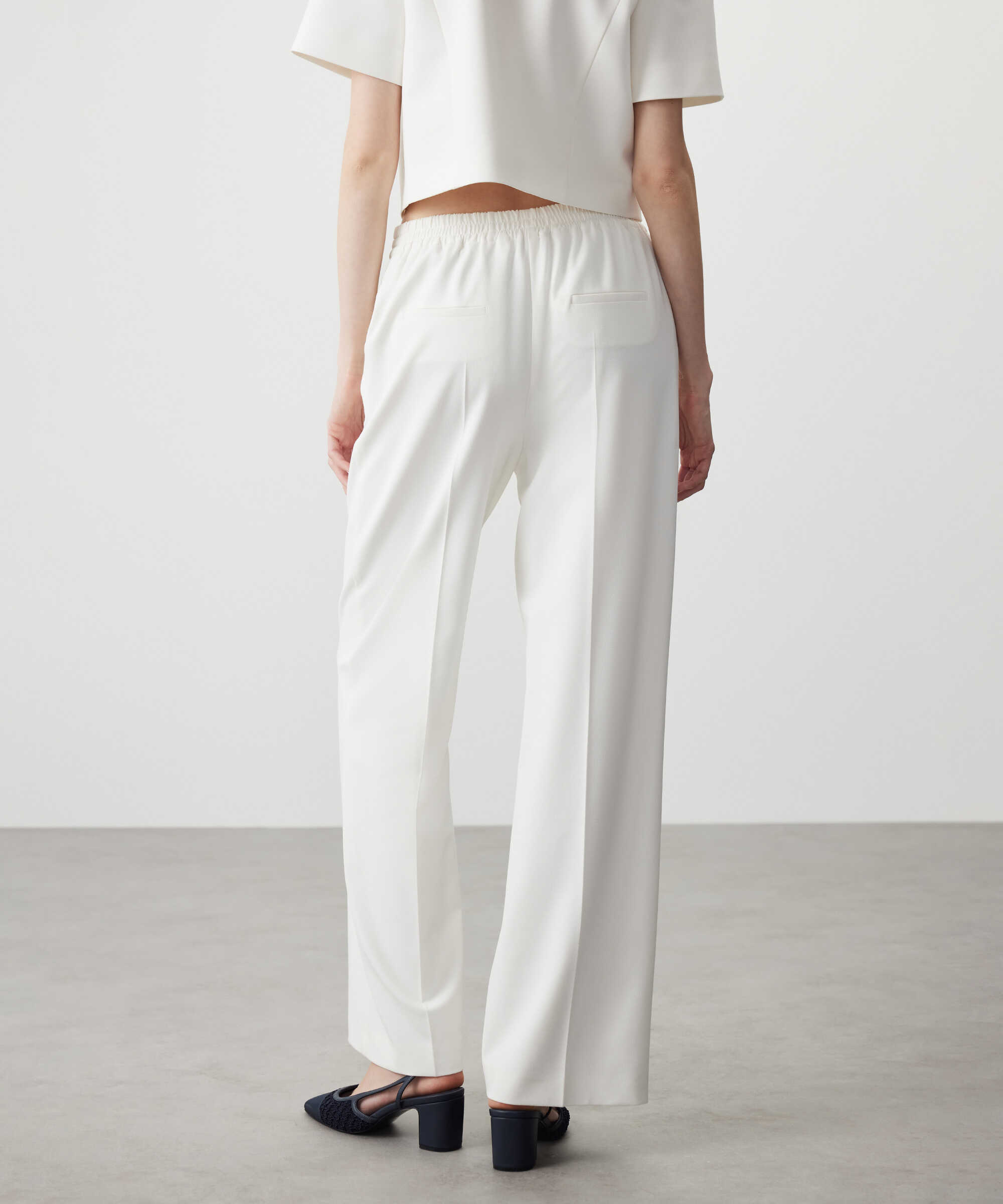 Wide leg fit pantolon - IS1260003074018 - Ekru Pantolon