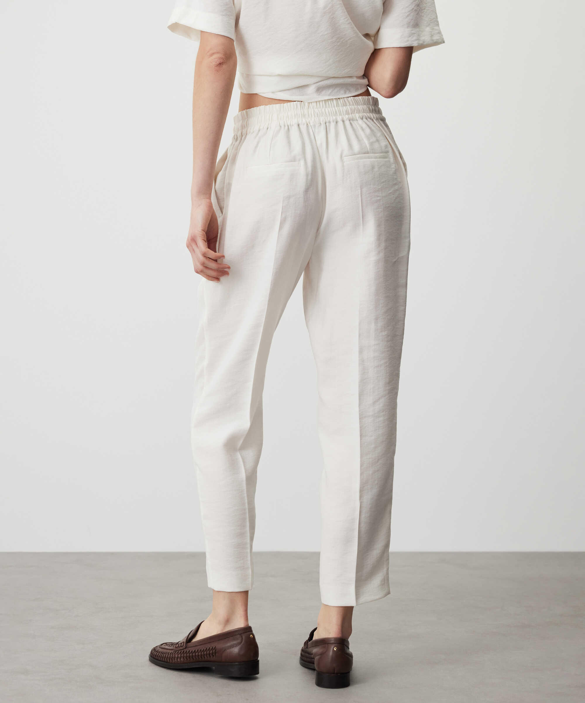 Carrot fit belden bağlamalı pantolon - IS1260003076018 - Ekru Pantolon