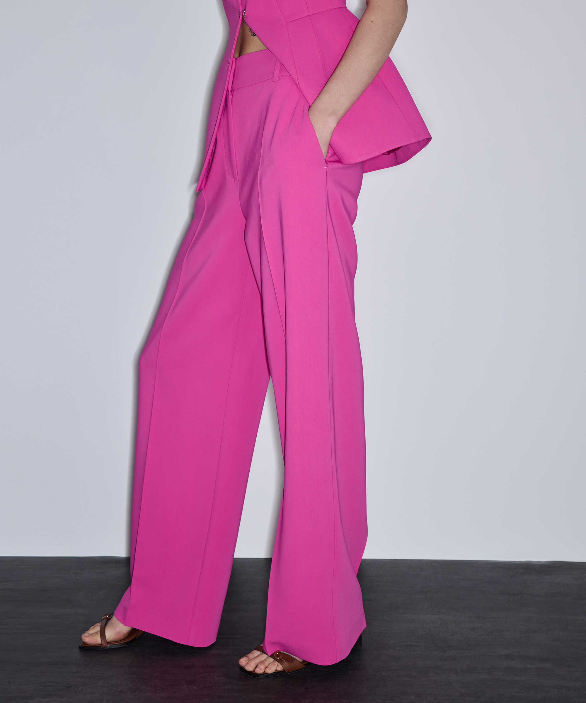 Wide leg fit pantolon - IS1260003118004 - Fuşya Pantolon