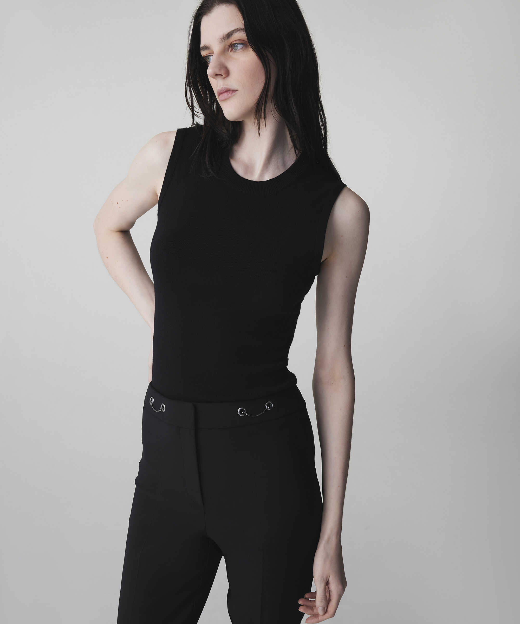 Metal aksesuarlı skinny fit pantolon - IS1260003166001 - Siyah Pantolon