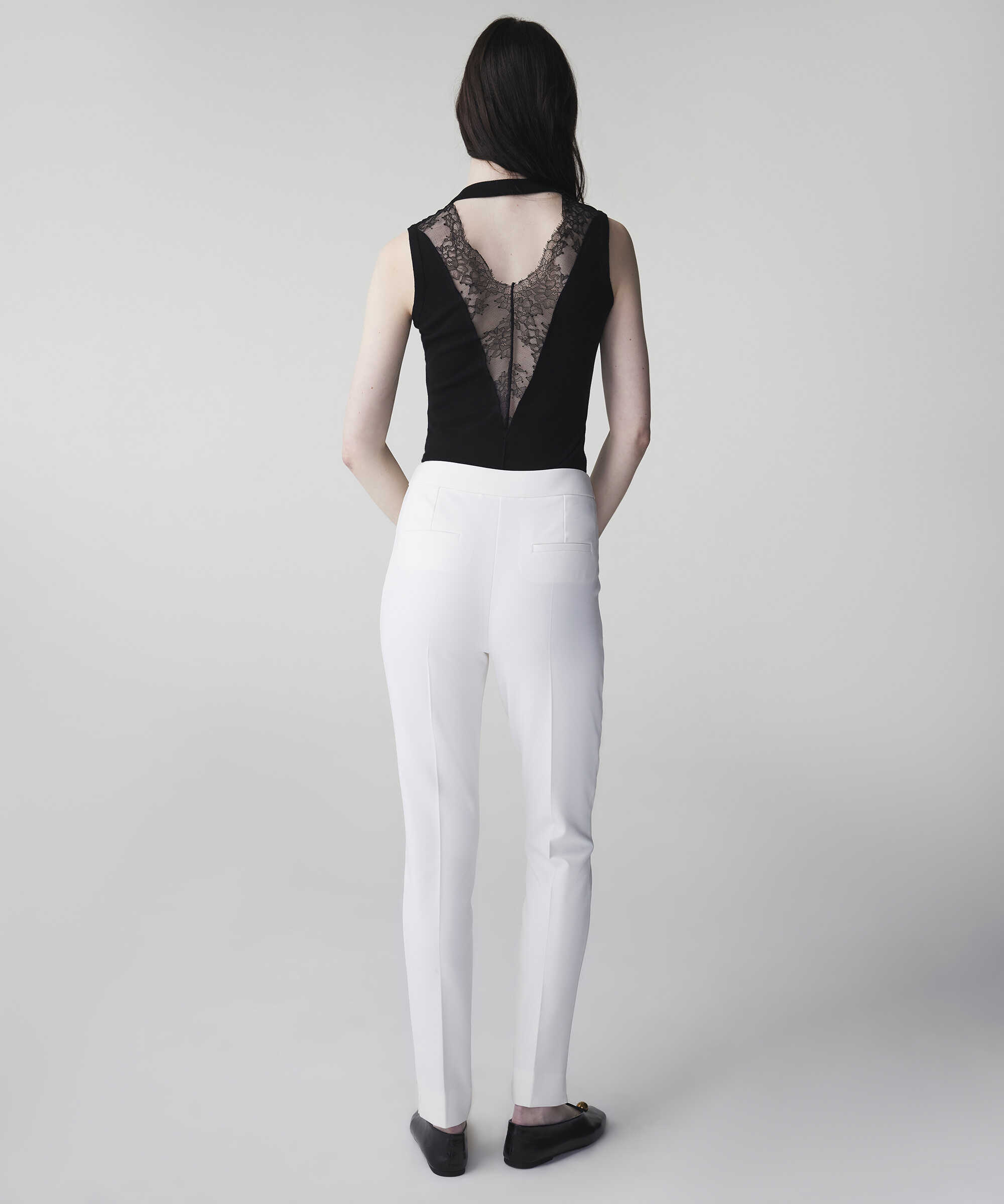 Metal aksesuarlı skinny fit pantolon - IS1260003166018 - Ekru Pantolon