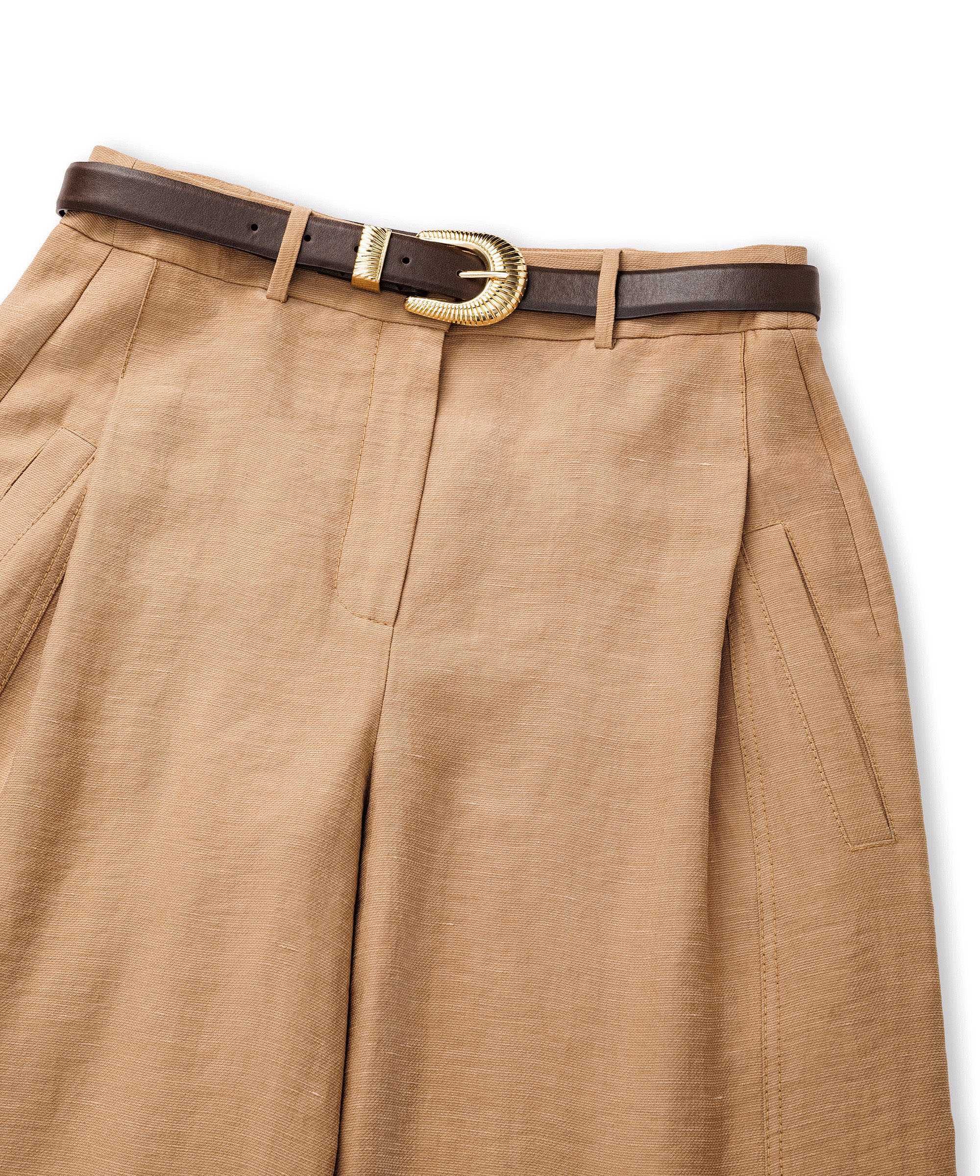 Kemerli barrel fit pantolon - IS1260003229003 - Natürel Pantolon