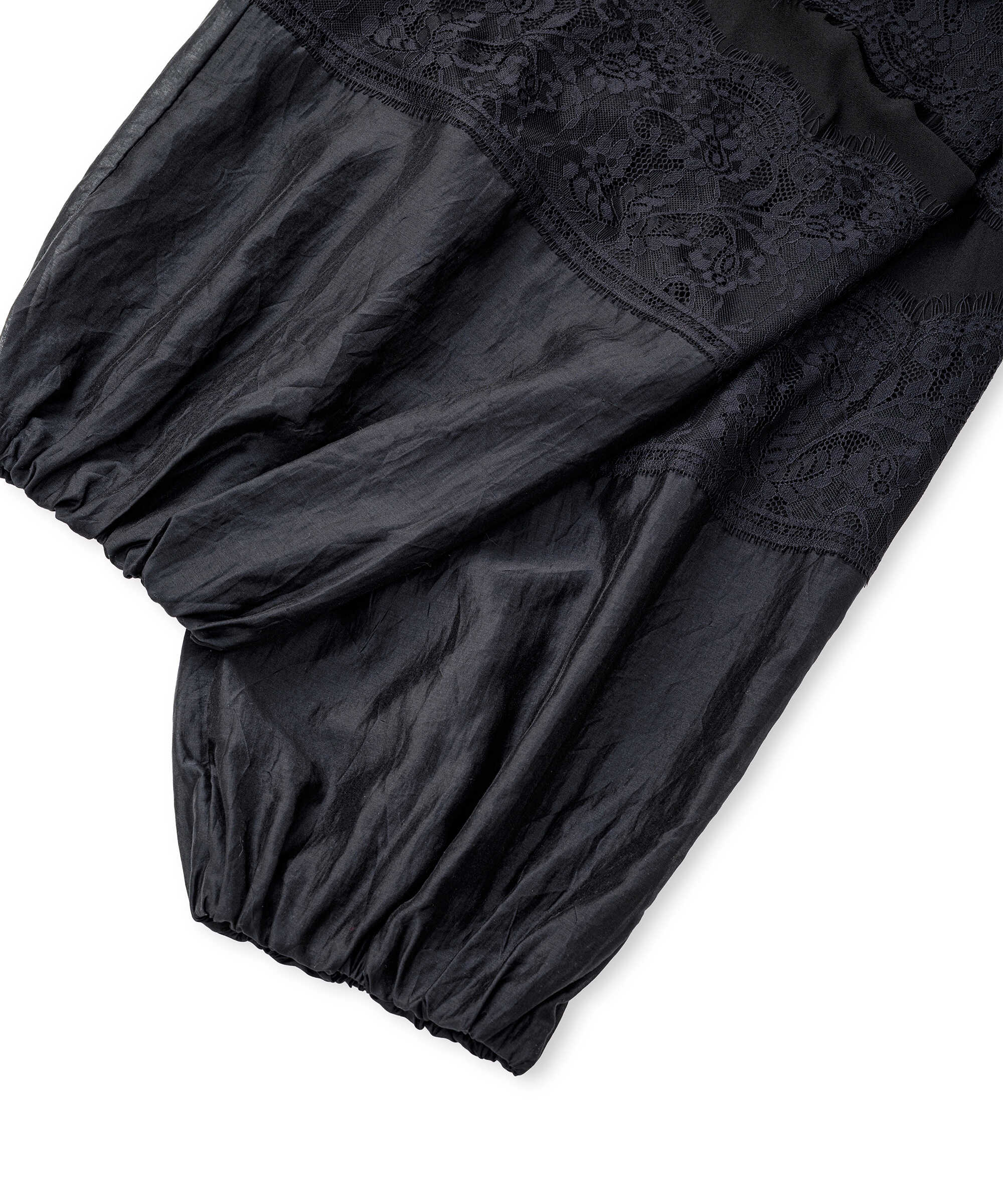 Dantel ve şifon mix pantolon - IS1260003231001 - Siyah Pantolon