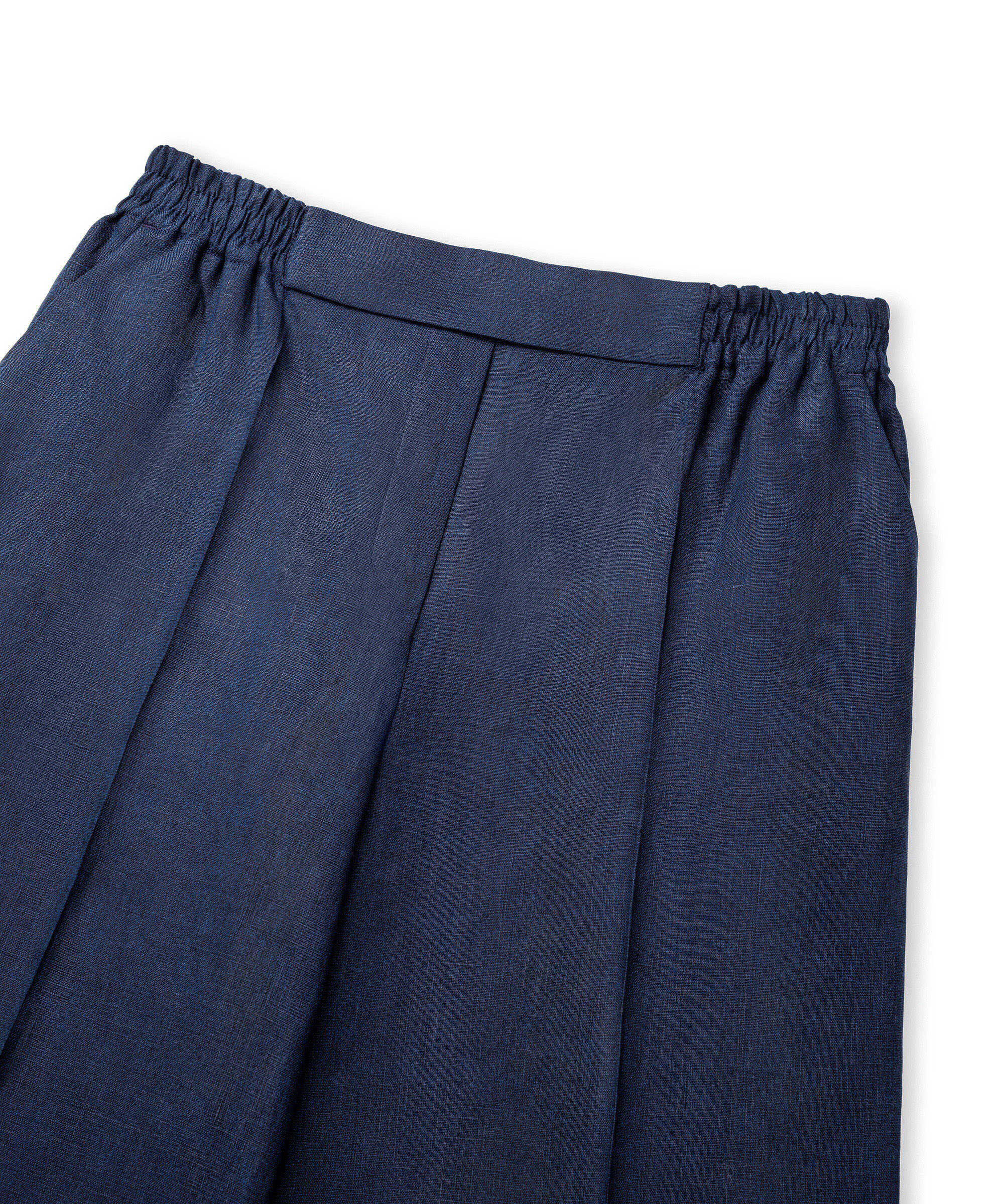 İnce kuşaklı keten pantolon - IS1260003243015 - Lacivert Pantolon