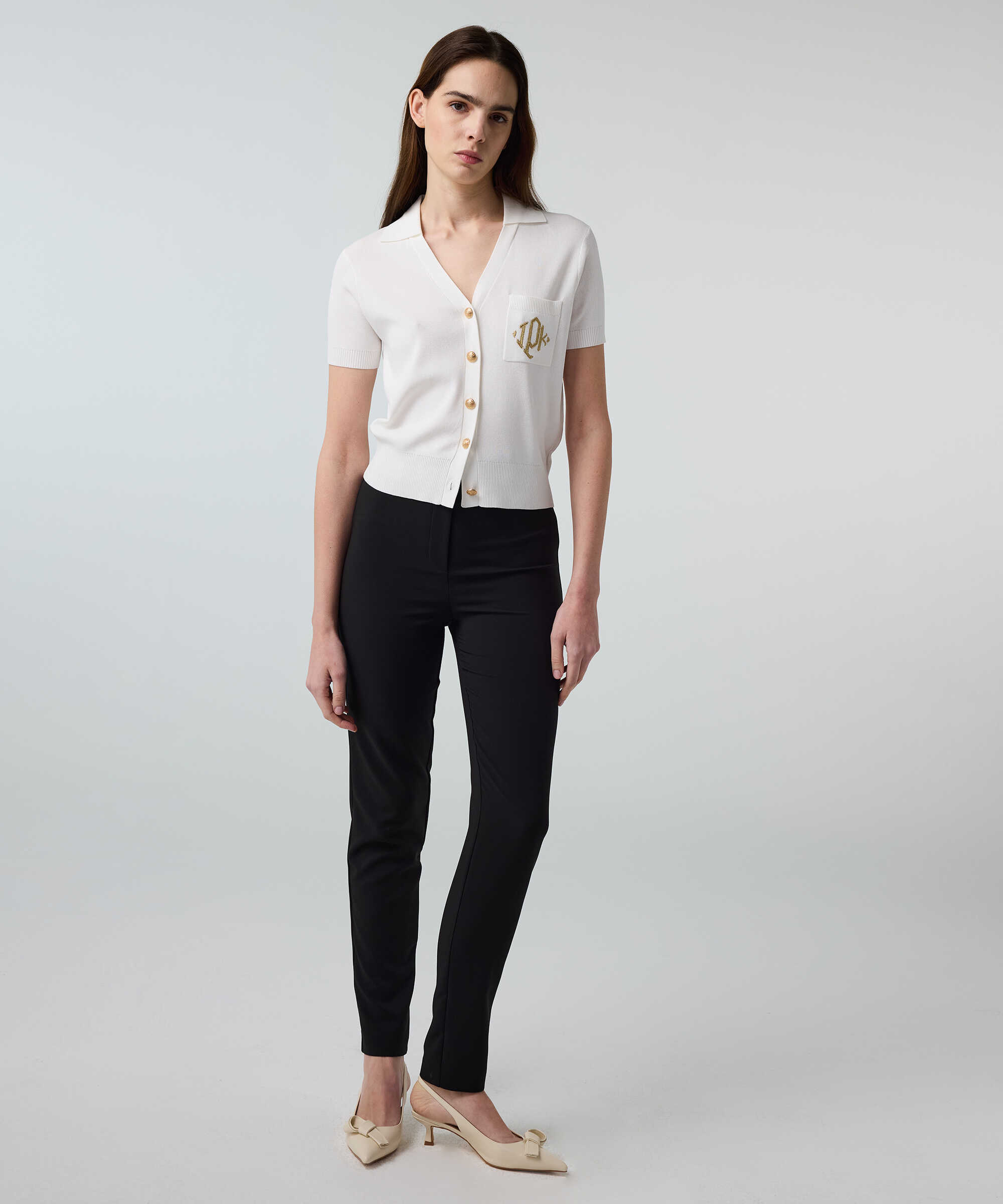 Lurex bel skinny fit pantolon - IS1260003250001 - Siyah Pantolon