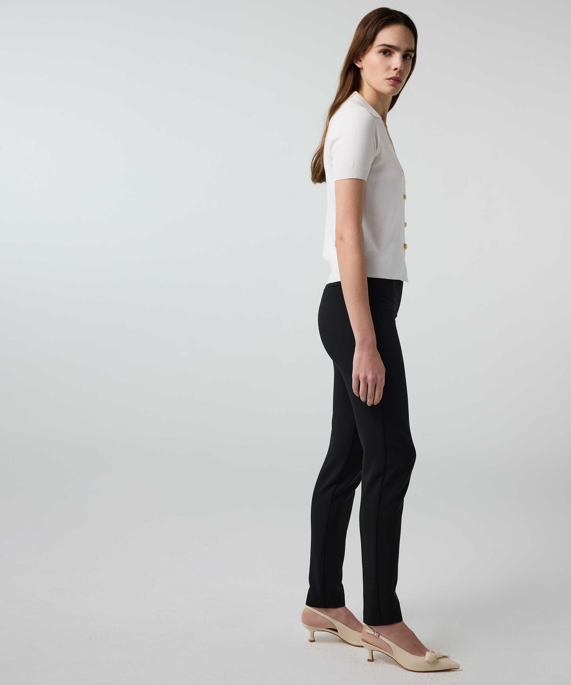 Lurex bel skinny fit pantolon - IS1260003250001 - Siyah Pantolon