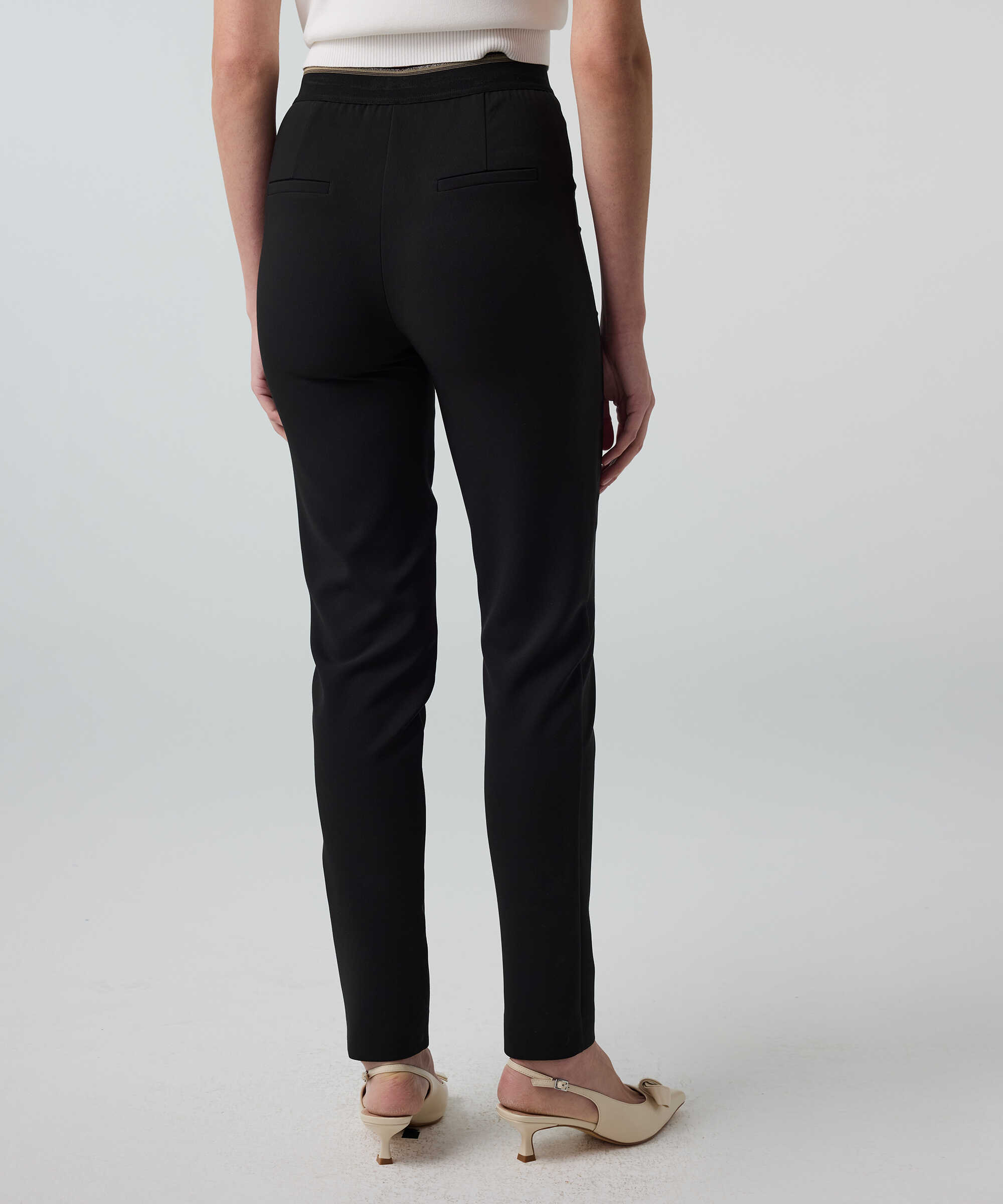 Lurex bel skinny fit pantolon - IS1260003250001 - Siyah Pantolon