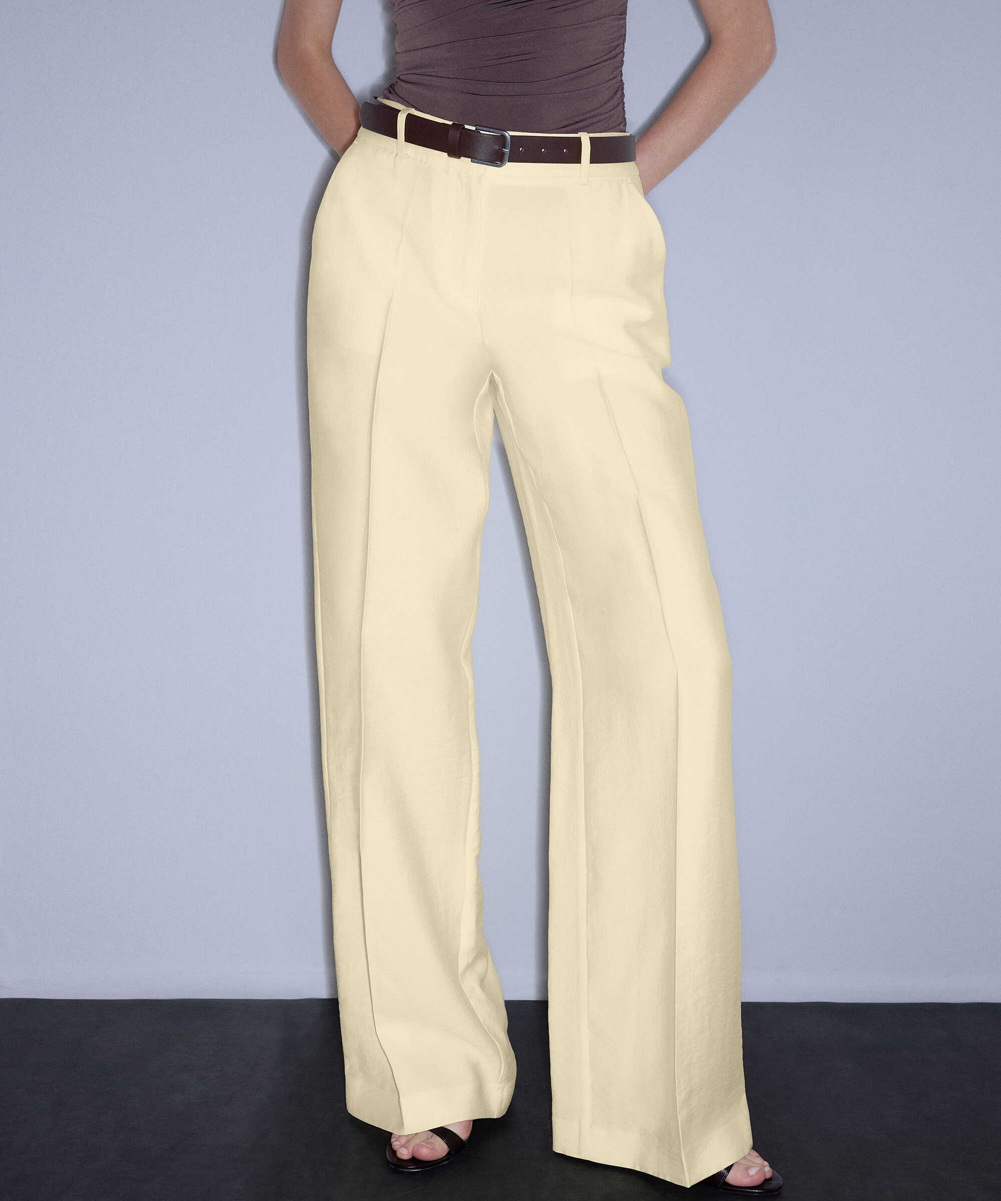 Wide leg pantolon - IS1260003412087 - Açık Sarı Pantolon