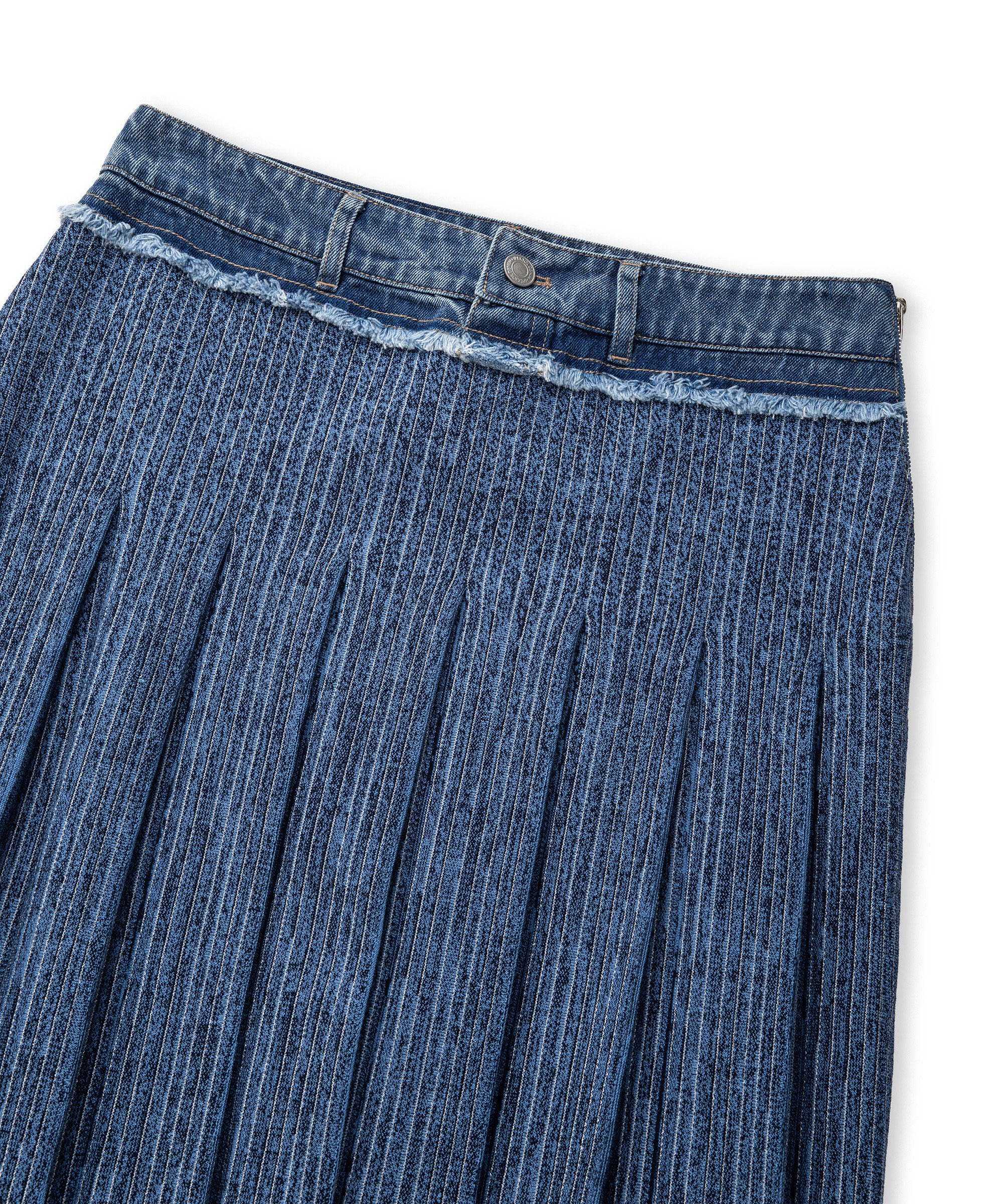 Denim mix triko etek - IS1260004087629 - İndigo Etek