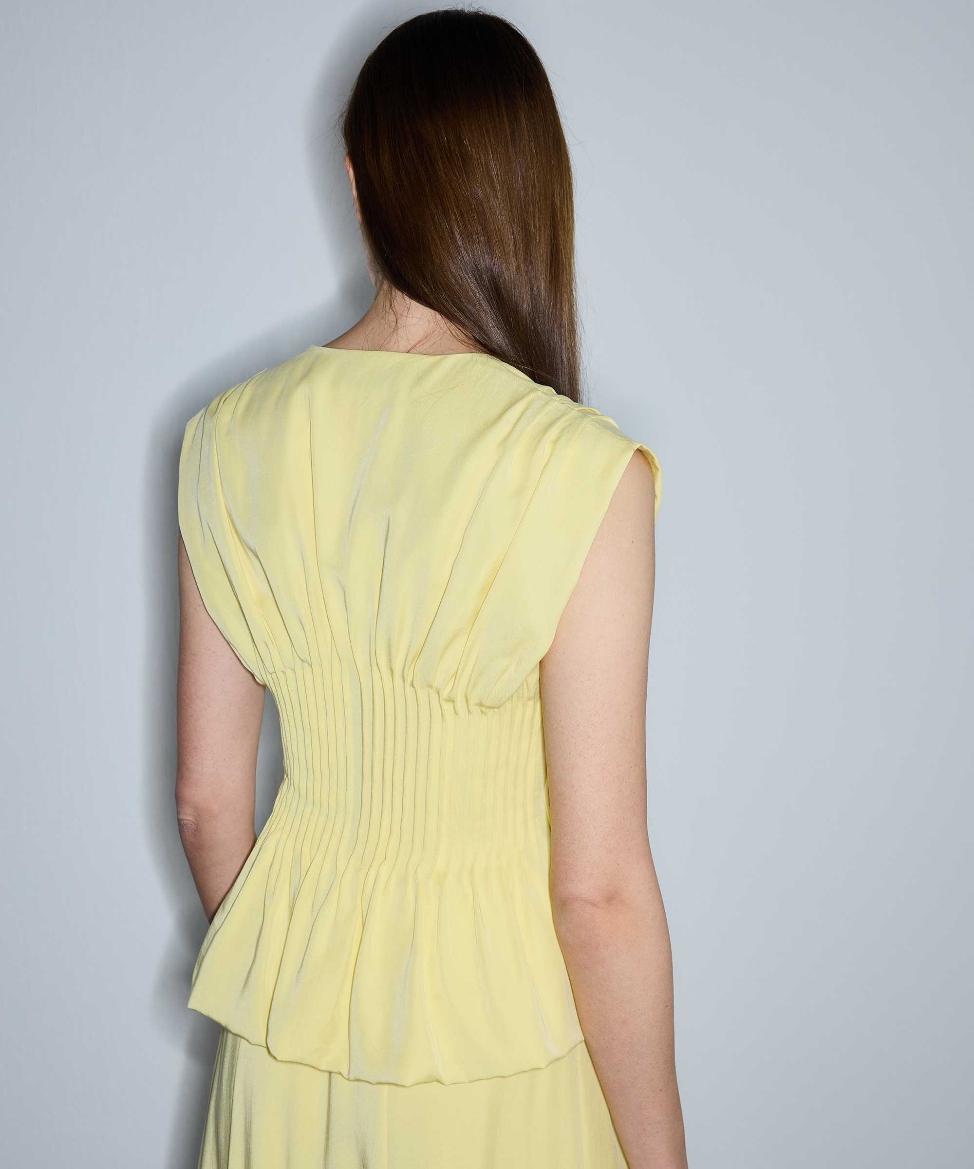 Nervürlü peplum bluz - IS1260006191009 - Sarı Bluz
