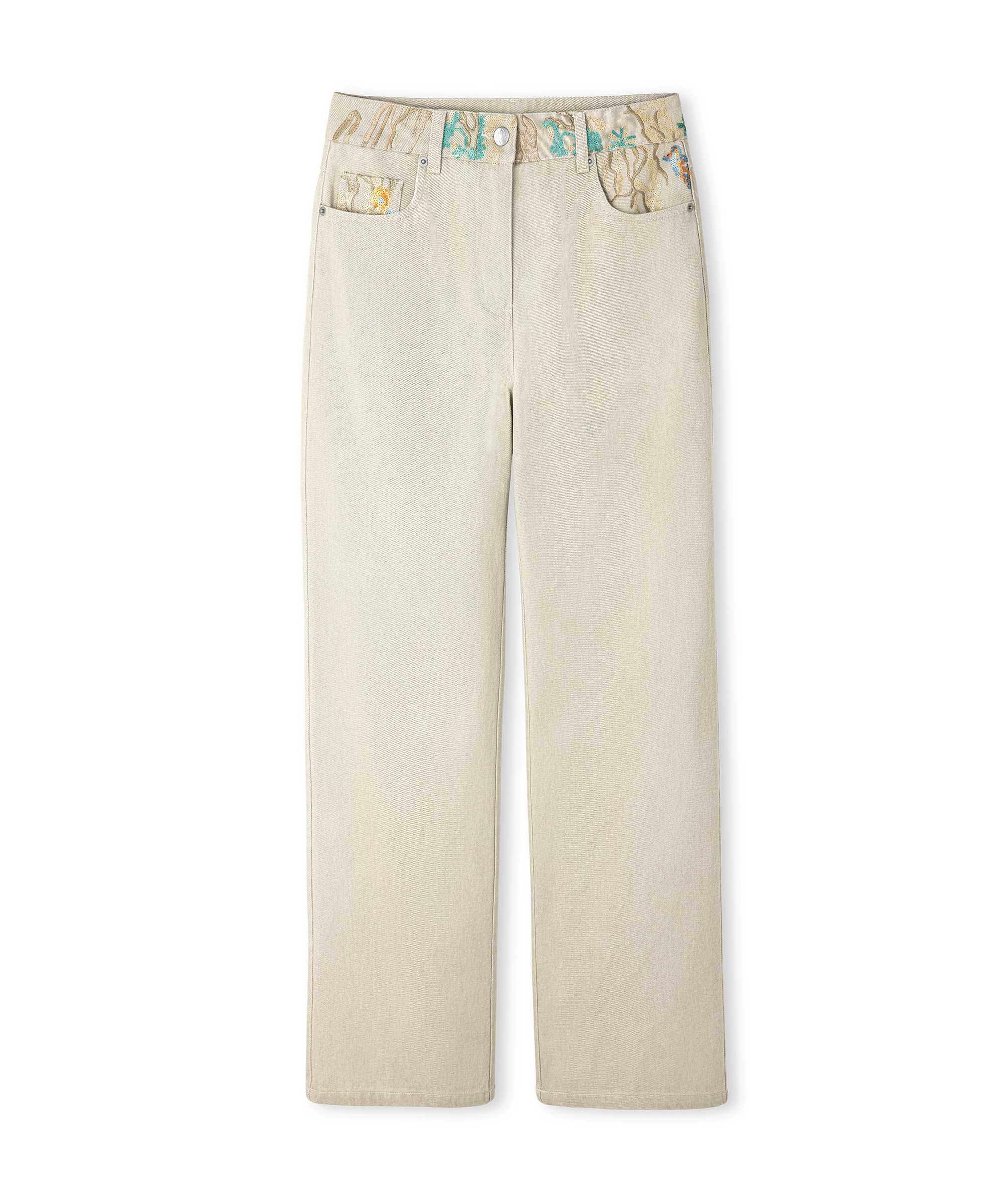 Nakışlı pantolon - IS1260018004003 - Natürel Jean Pantolon