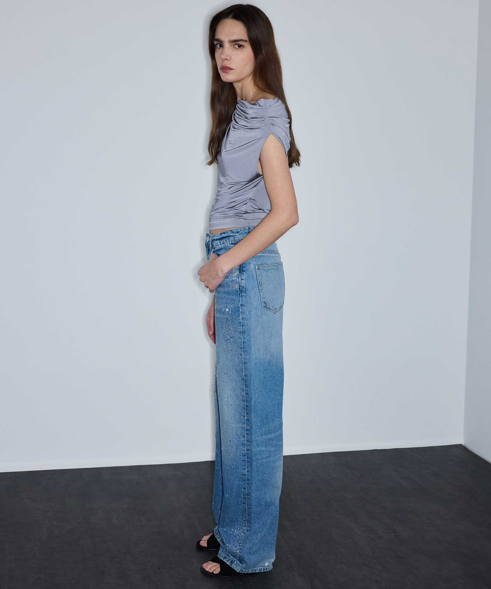 Mavi Hotfix baskılı wide leg jean pantolon IS1260018040629 | İpekyol