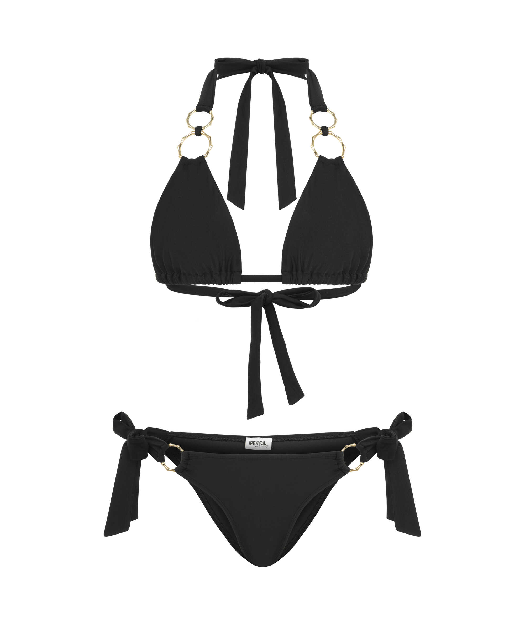 Metal aksesuarlı bikini seti - IS1260038004001 - Siyah Bikini
