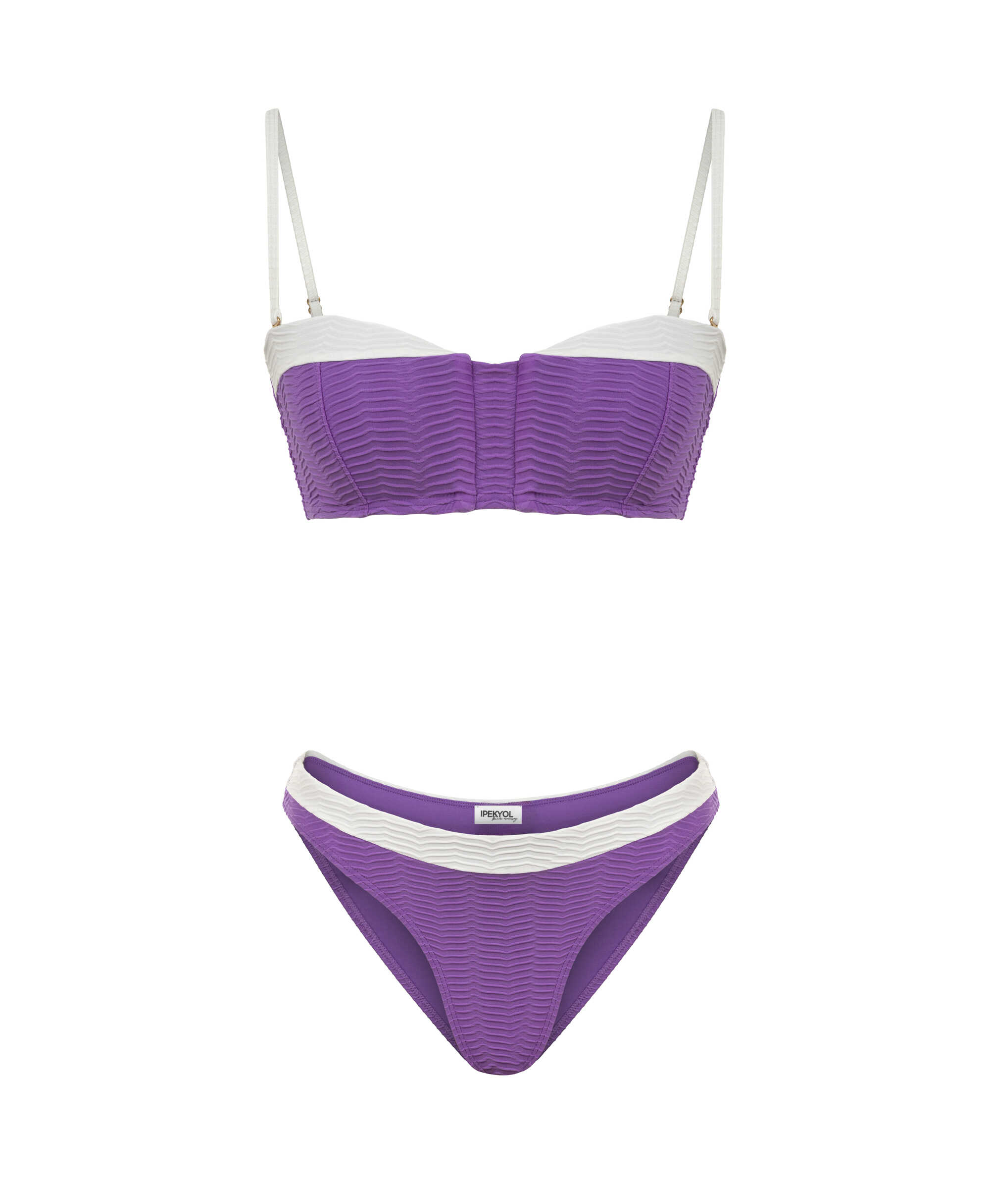 Colorblock balkonet bikini seti - IS1260038007017 - Mor Bikini