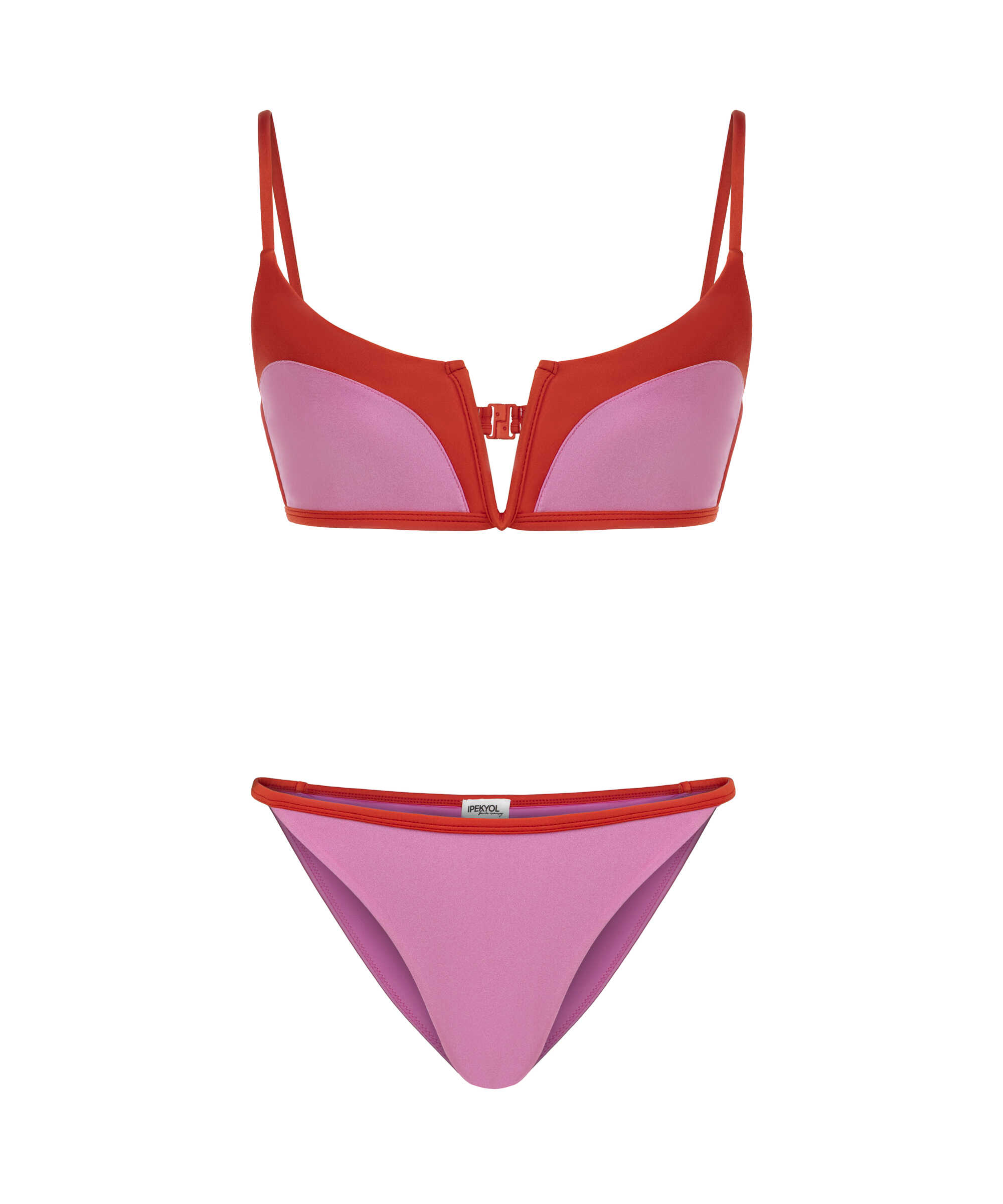 Colorblock bikini seti - IS1260038019034 - Kırmızı Bikini
