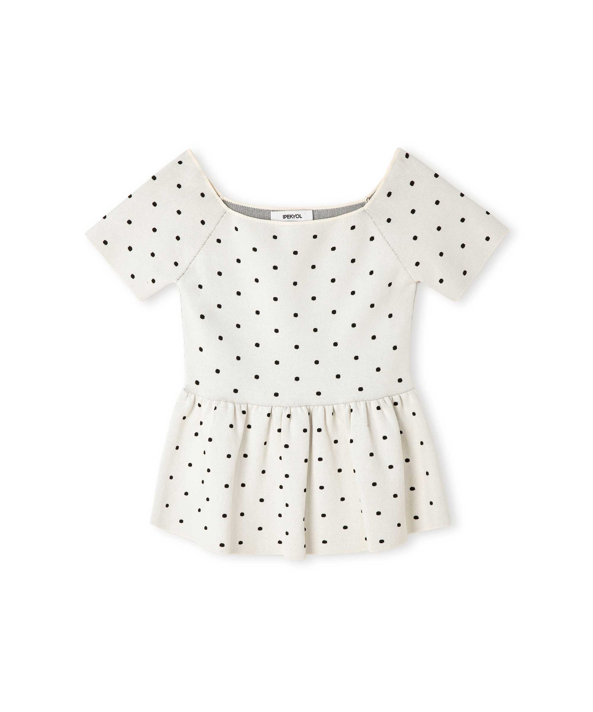 Puantiye desen peplum triko - IS1260050031018 - Ekru Triko