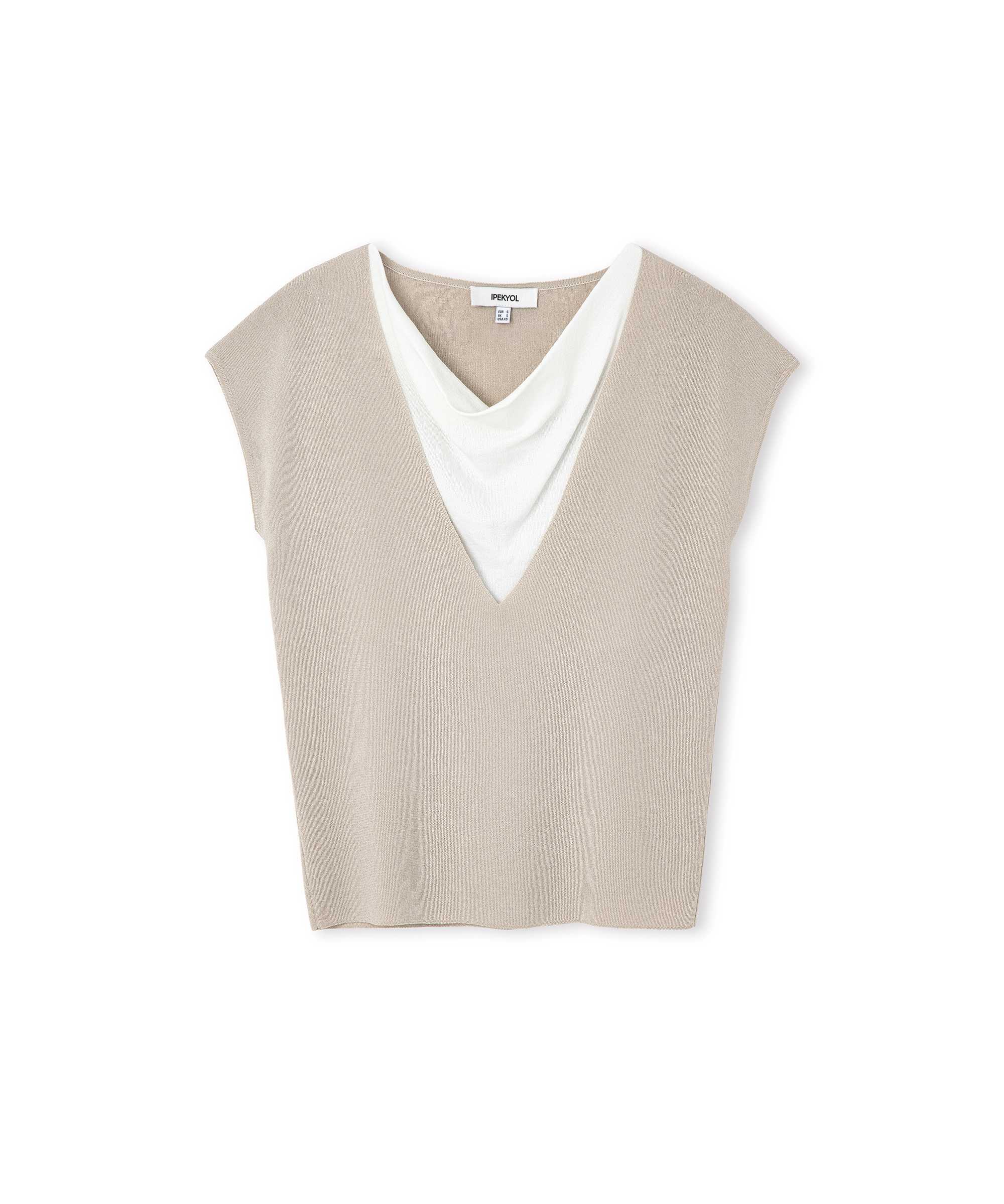 Çift parça görünüm colorblock triko - IS1260050106030 - Taş Triko