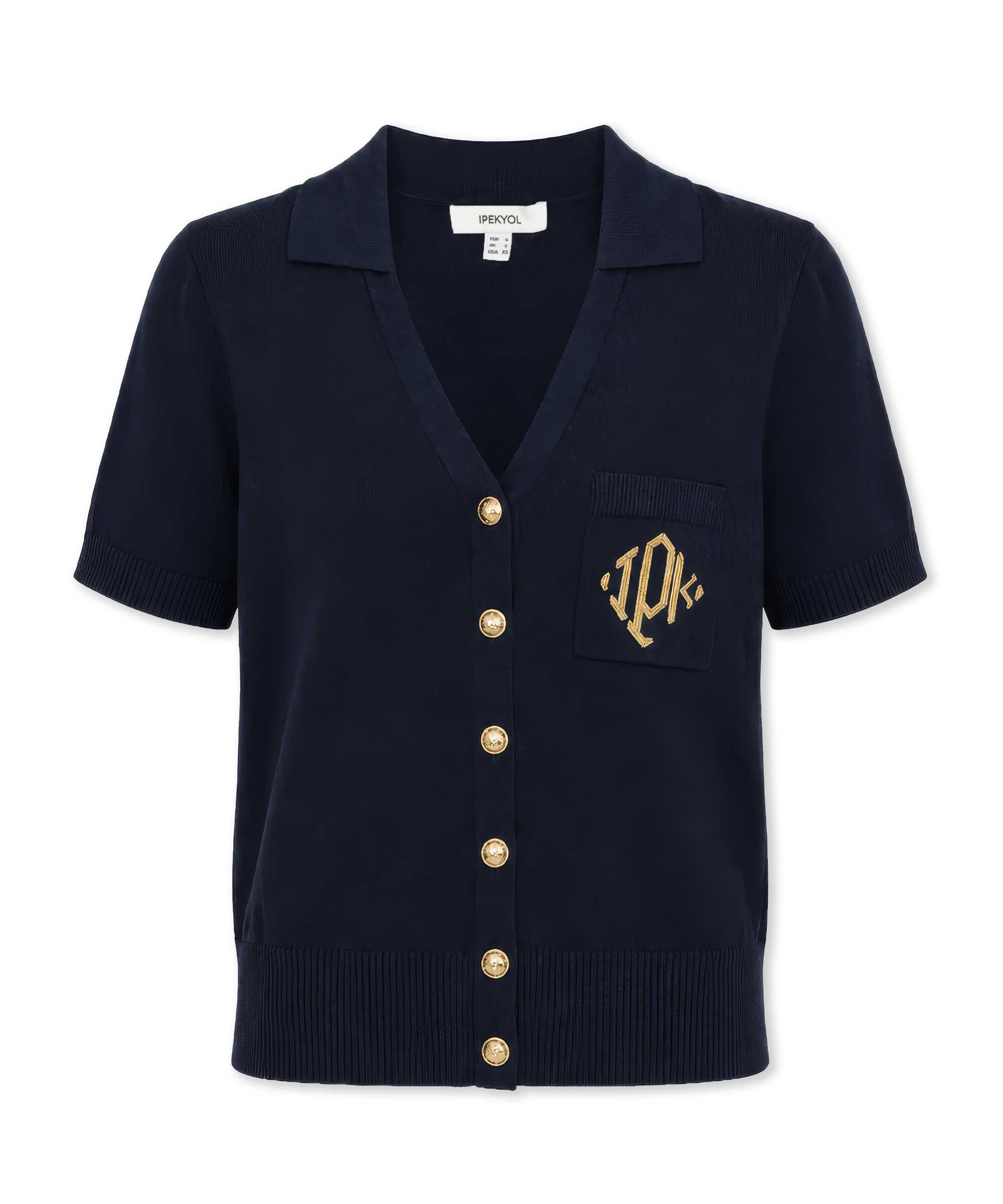 Monogram nakışlı triko - IS1260050163015 - Lacivert Triko