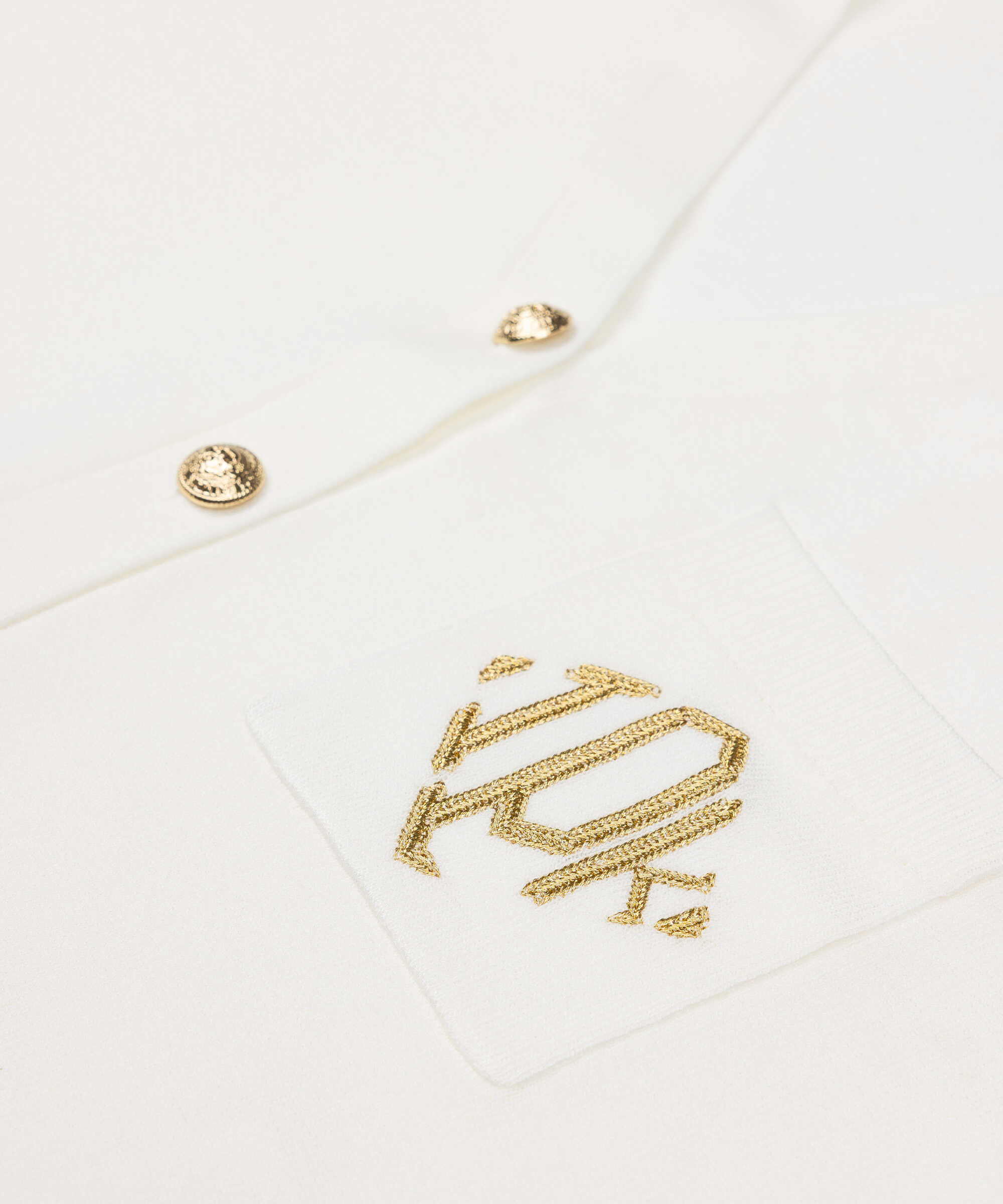 Monogram nakışlı triko - IS1260050163096 - Kırık Beyaz Triko