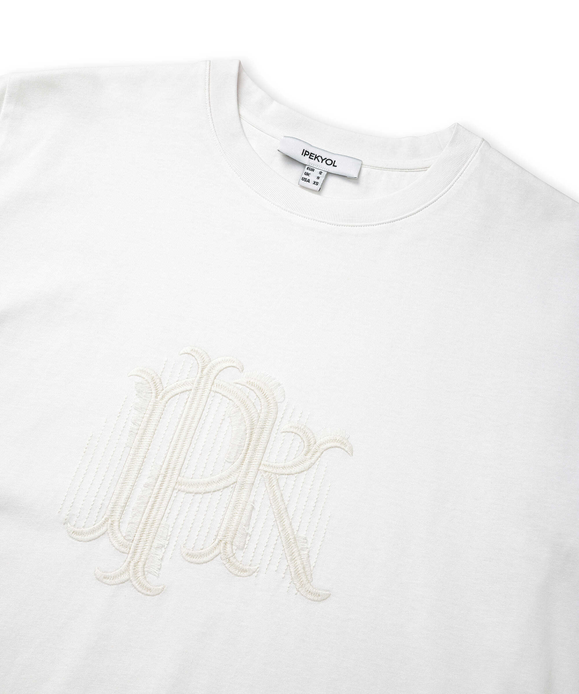 Monogram nakışlı tişört - IS1260070248018 - Ekru Tişört