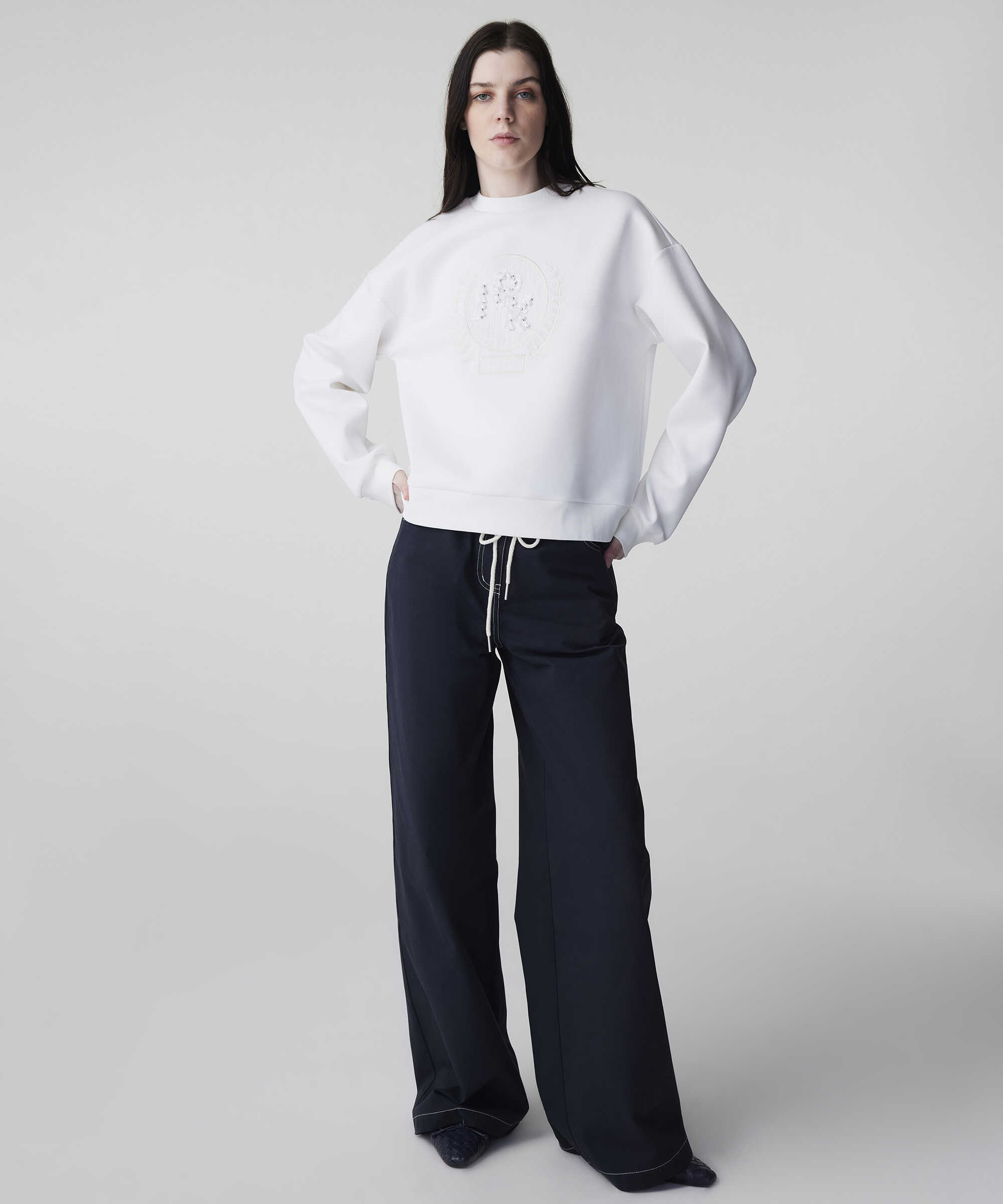 Nakışlı sweatshirt - IS1260091006002 - Beyaz Sweatshirt