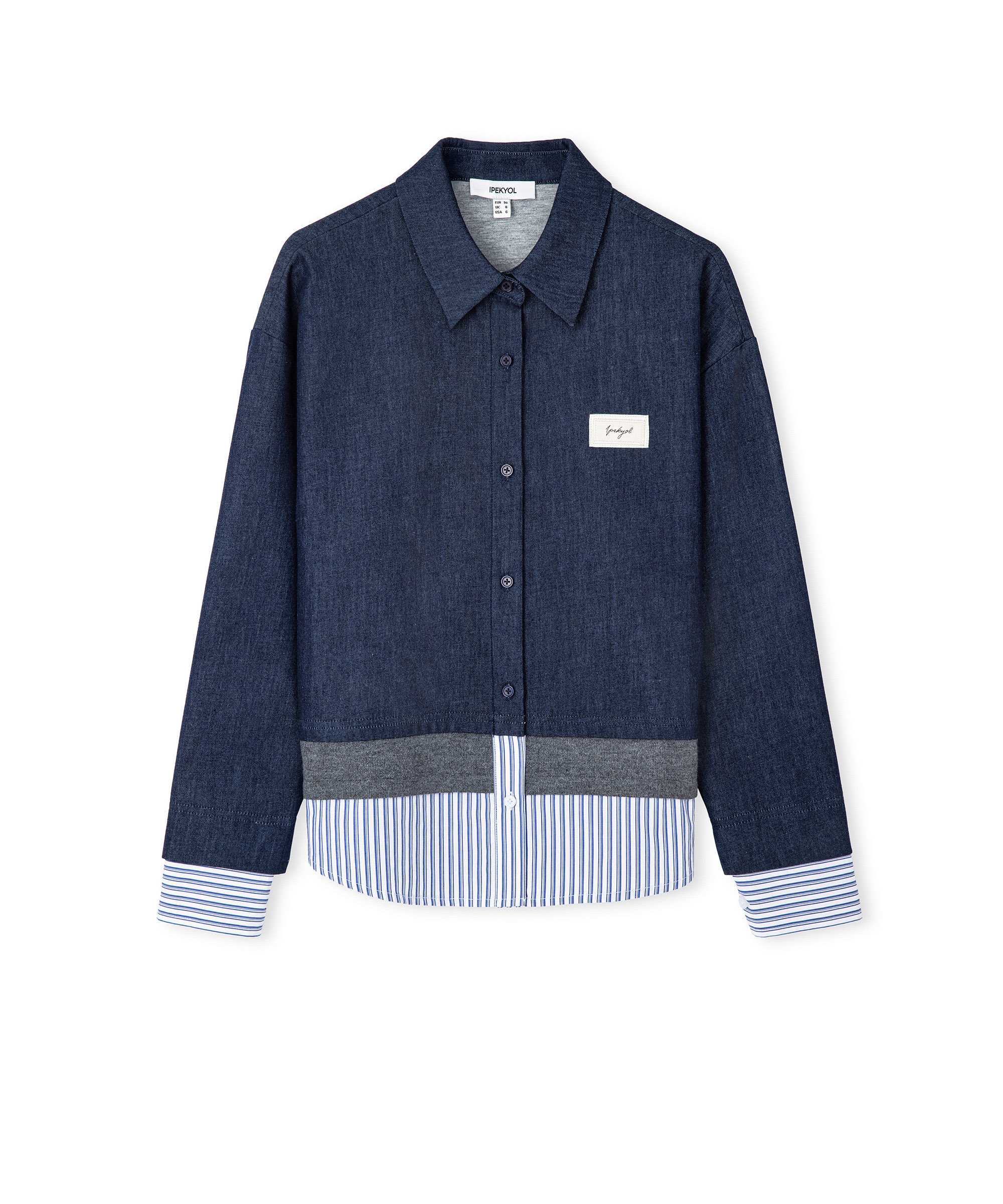 Kontrast katmanlı sweatshirt - IS1260091007015 - Lacivert Sweatshirt