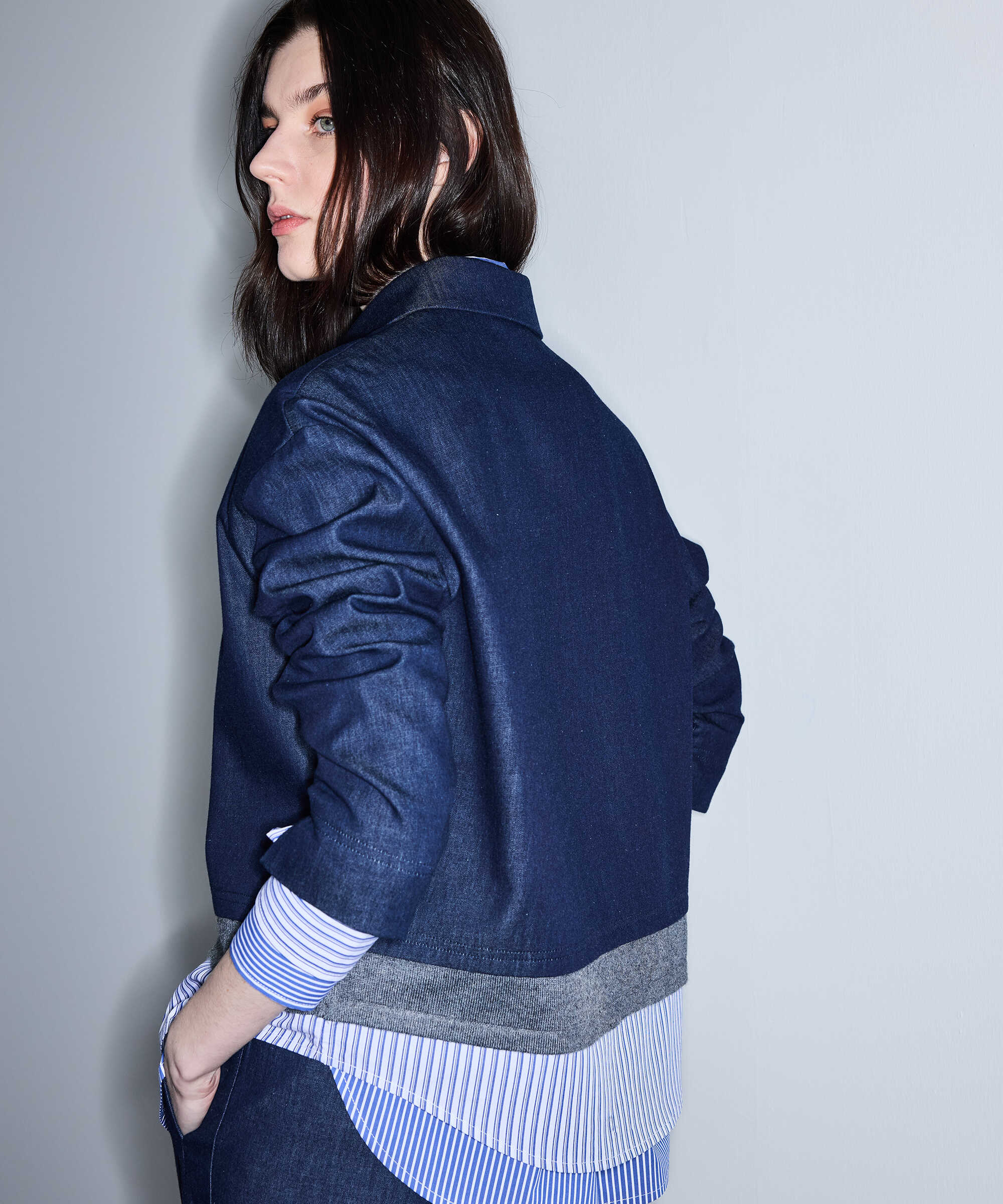 Kontrast katmanlı sweatshirt - IS1260091007015 - Lacivert Sweatshirt