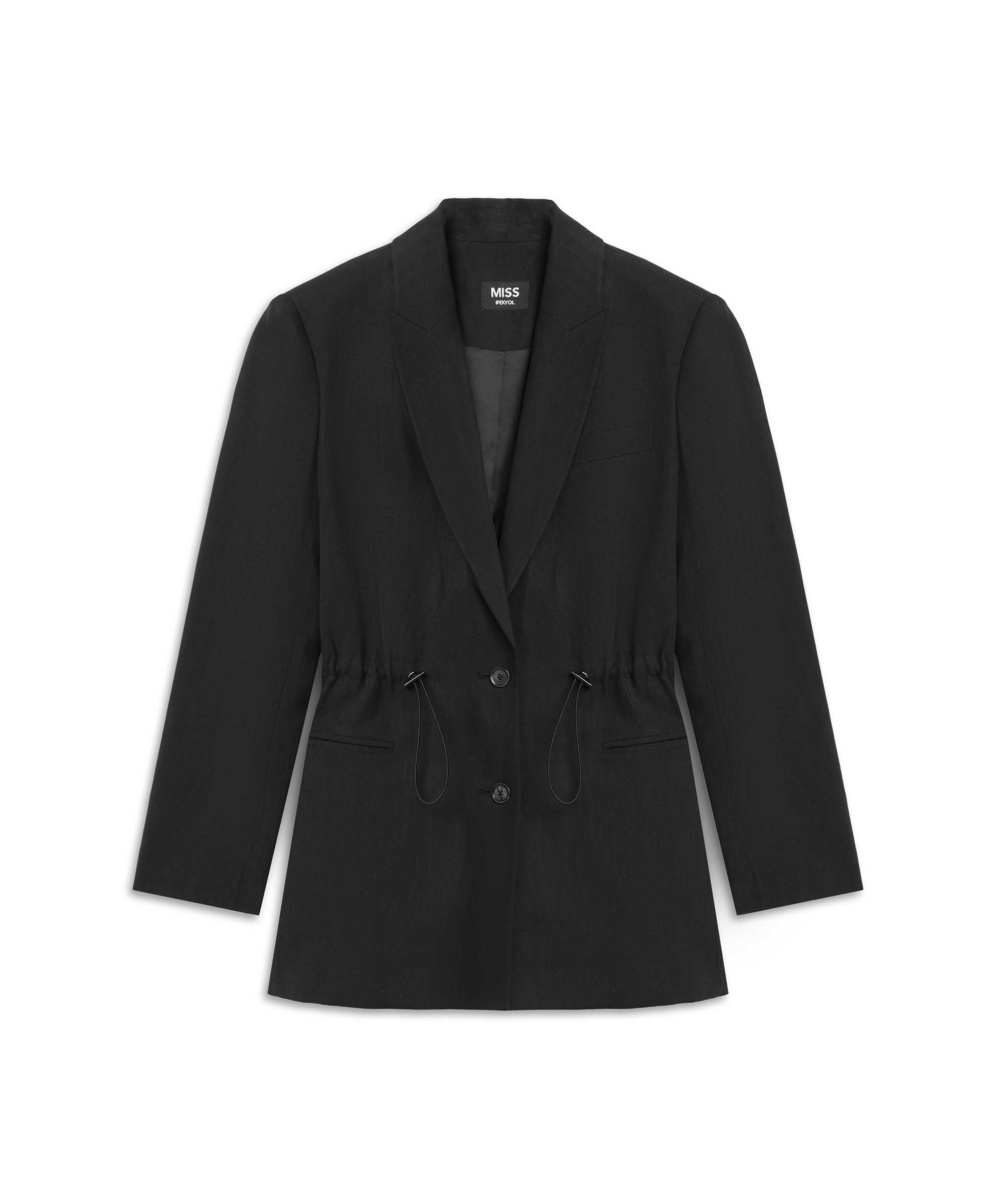 Ayarlanabilir bel vatkalı blazer - IS1260106006001 - Siyah Blazer