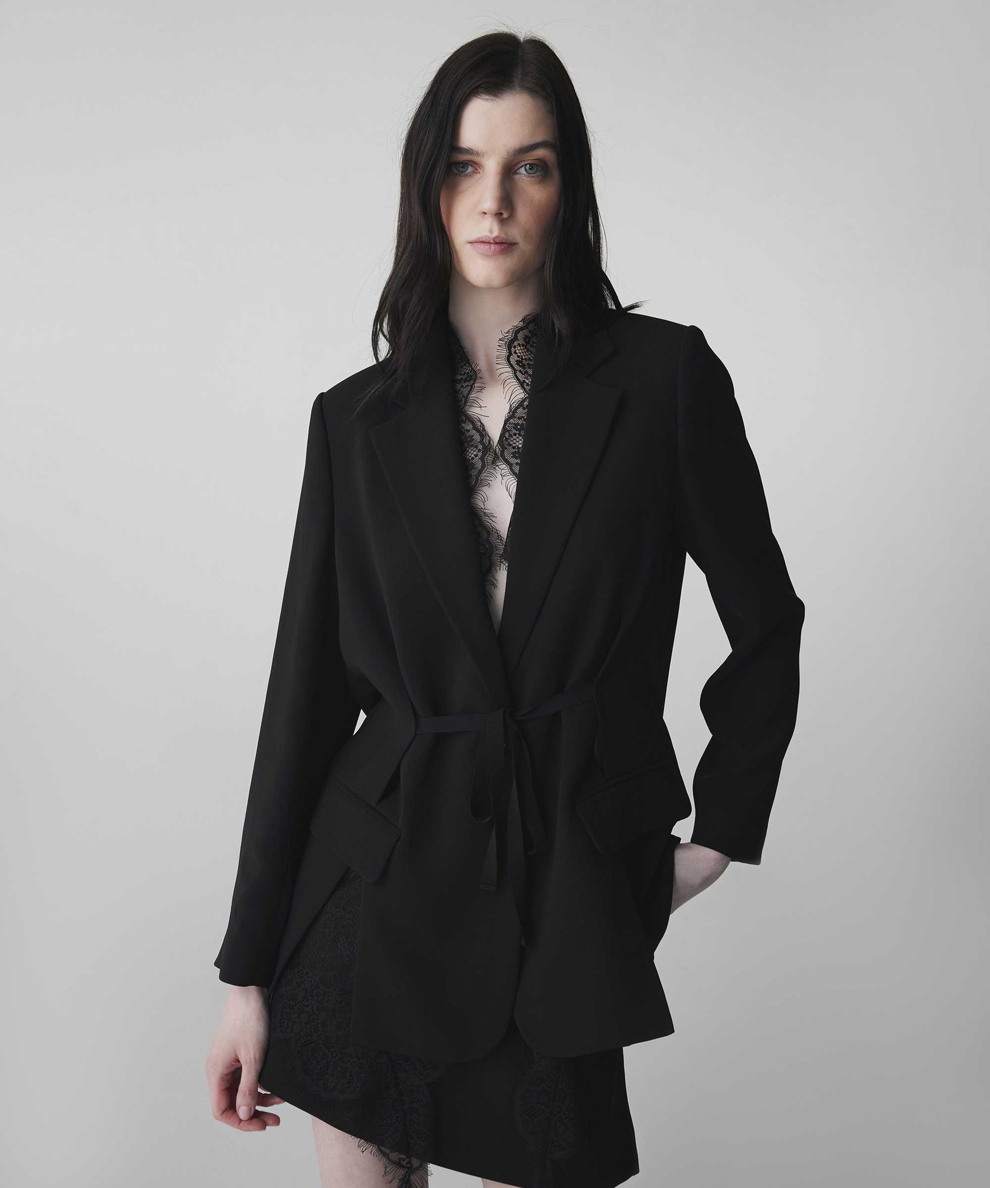 Dantel garnili blazer - IS1260106017001 - Siyah Blazer