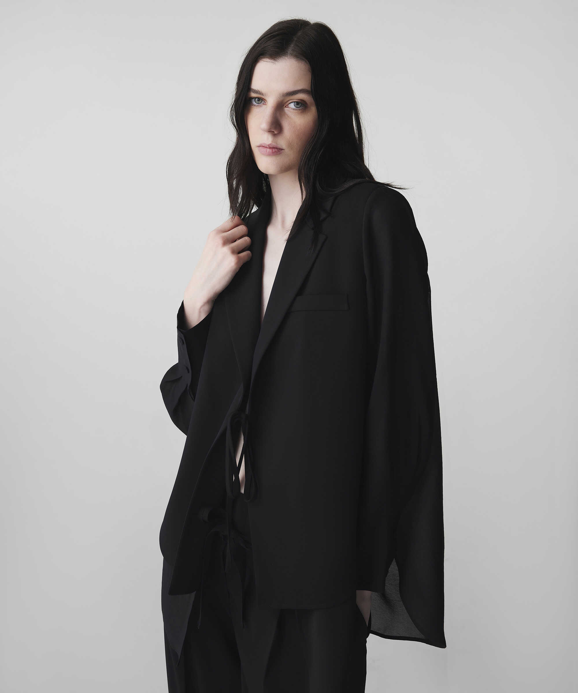 Kumaş mix vatkalı blazer - IS1260106019001 - Siyah Blazer