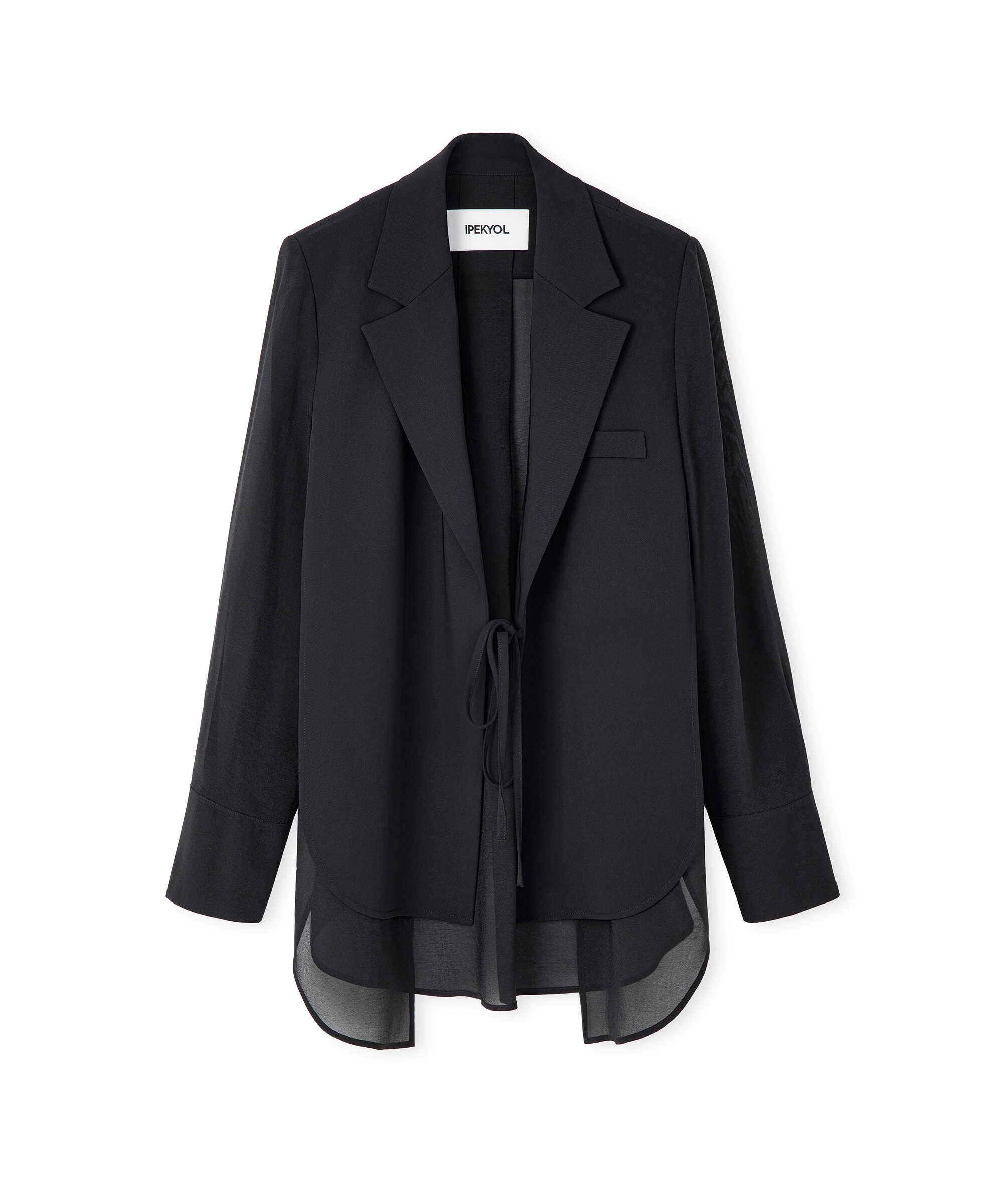 Kumaş mix vatkalı blazer - IS1260106019001 - Siyah Blazer