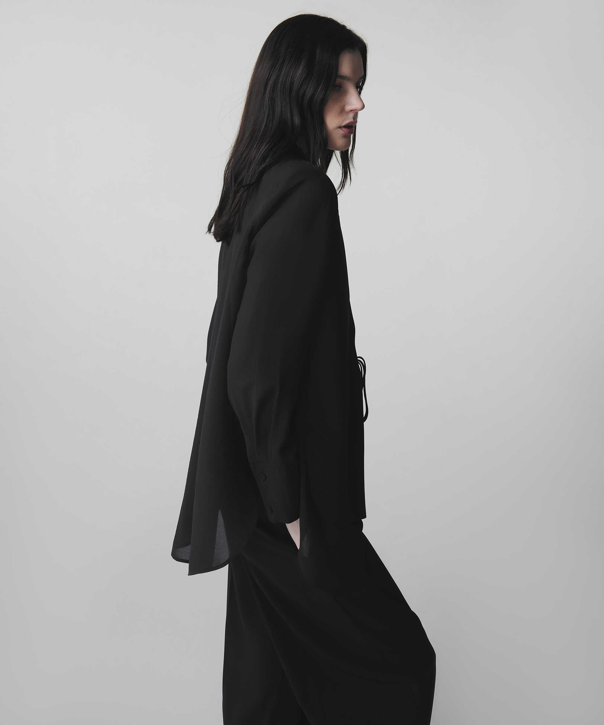 Kumaş mix vatkalı blazer - IS1260106019001 - Siyah Blazer