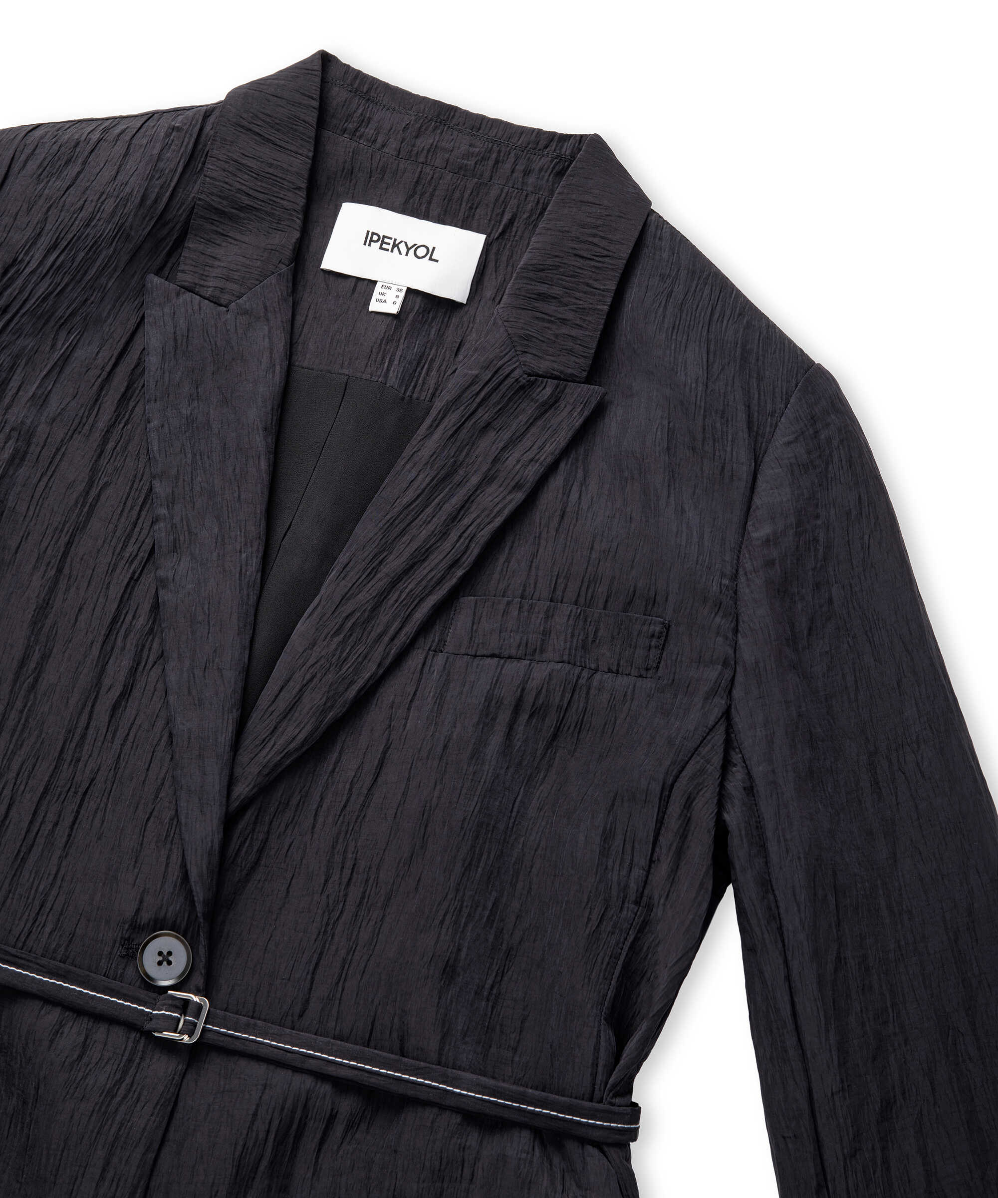 Kırışık efektli vatkalı blazer - IS1260106023001 - Siyah Blazer