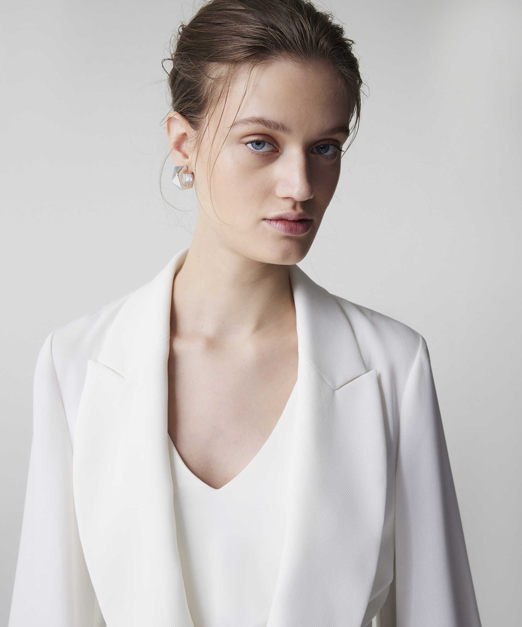 Belden bağlamalı blazer - IS1260106026018 - Ekru Blazer