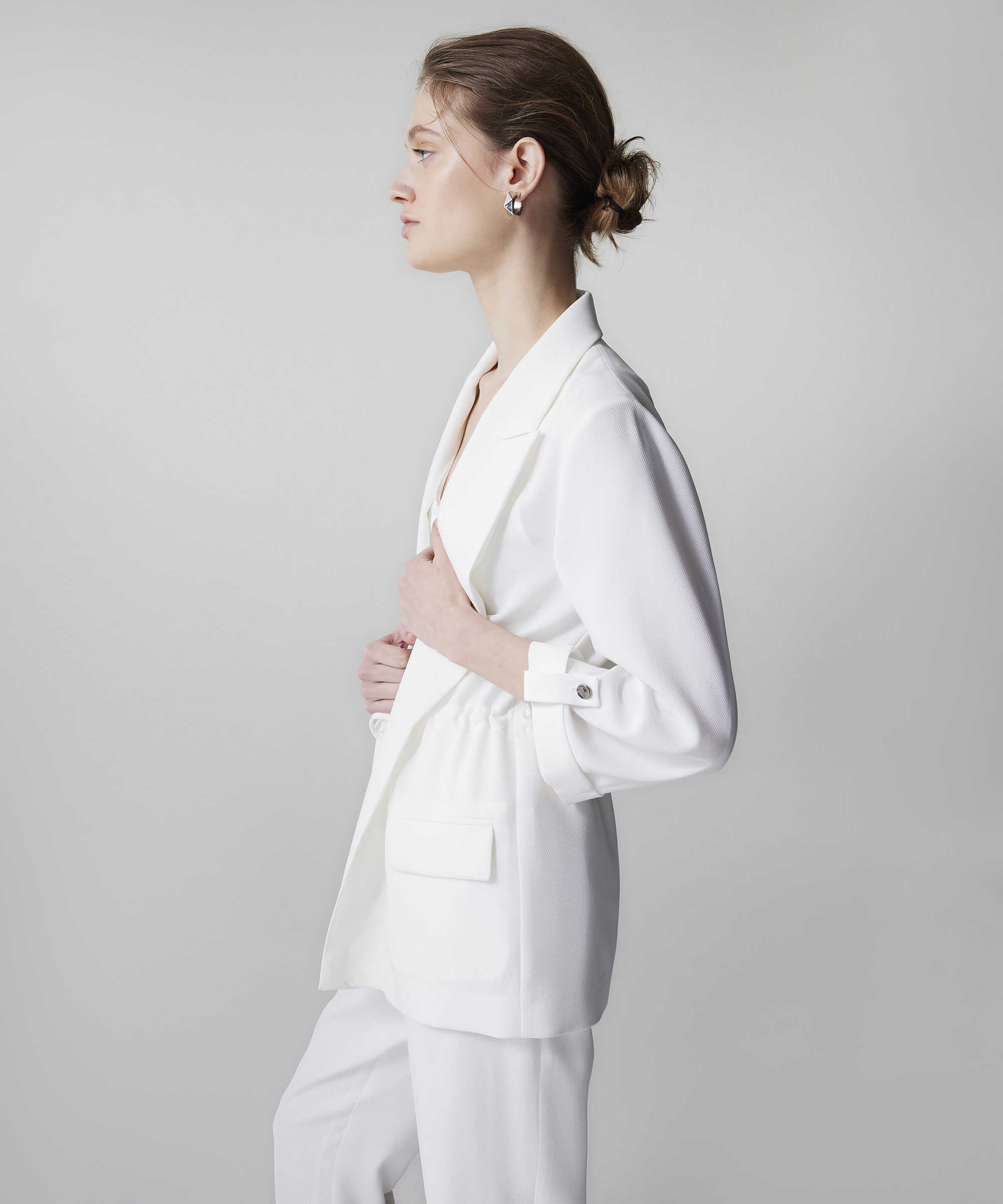 Belden bağlamalı blazer - IS1260106026018 - Ekru Blazer