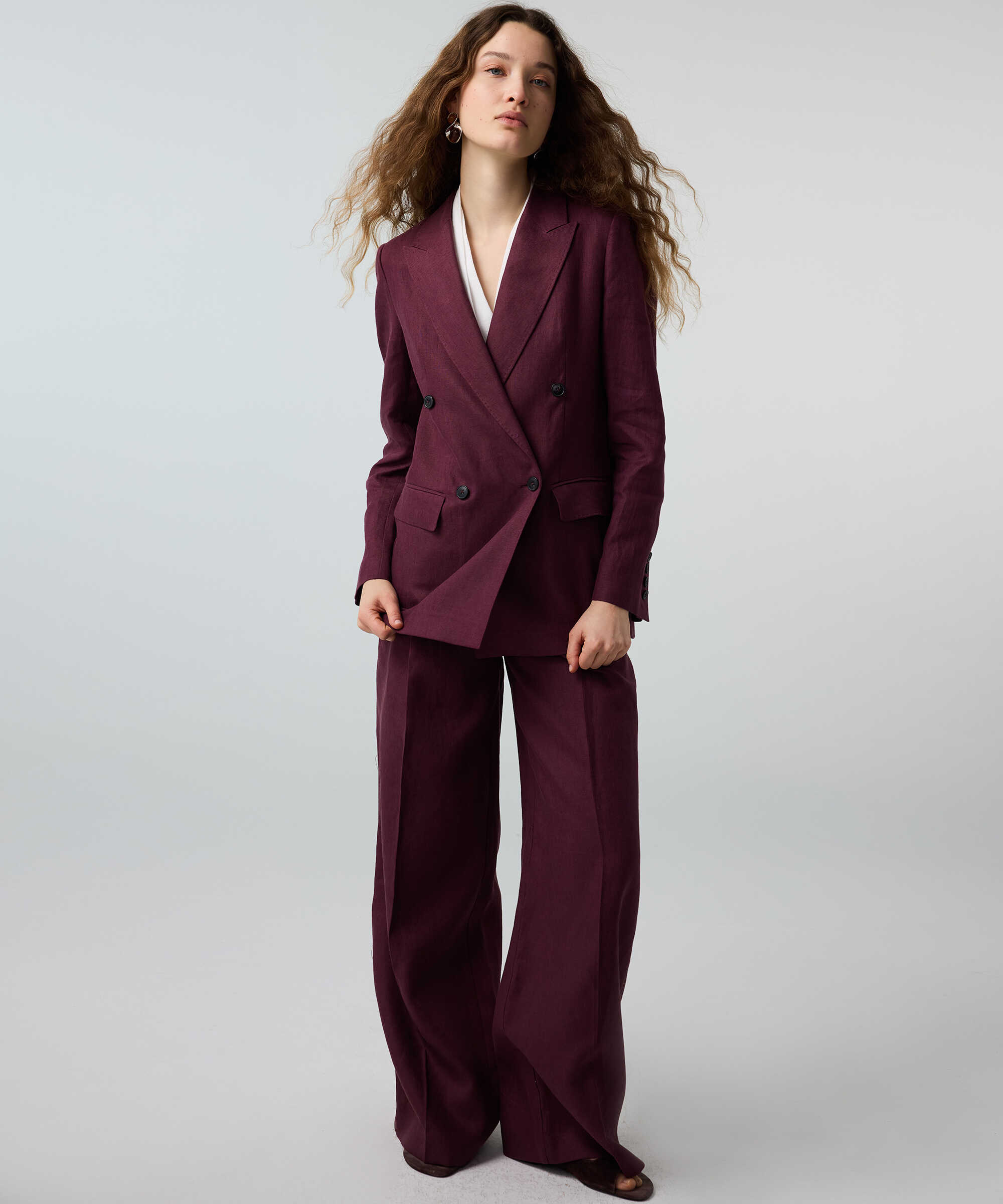 Kruvaze keten blazer - IS1260106028008 - Mürdüm Blazer
