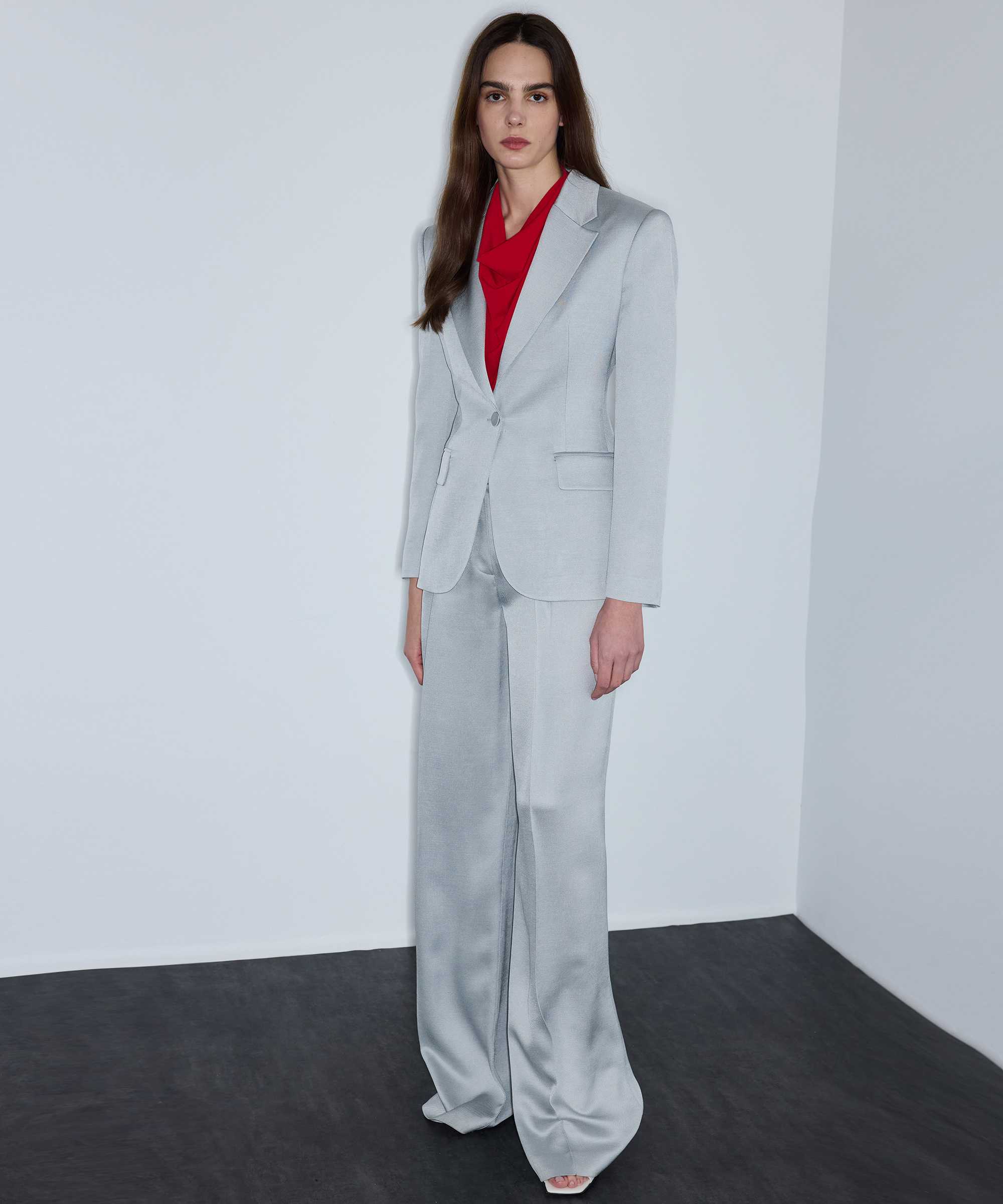 Bel vurgulu blazer - IS1260106035055 - Açık Gri Blazer