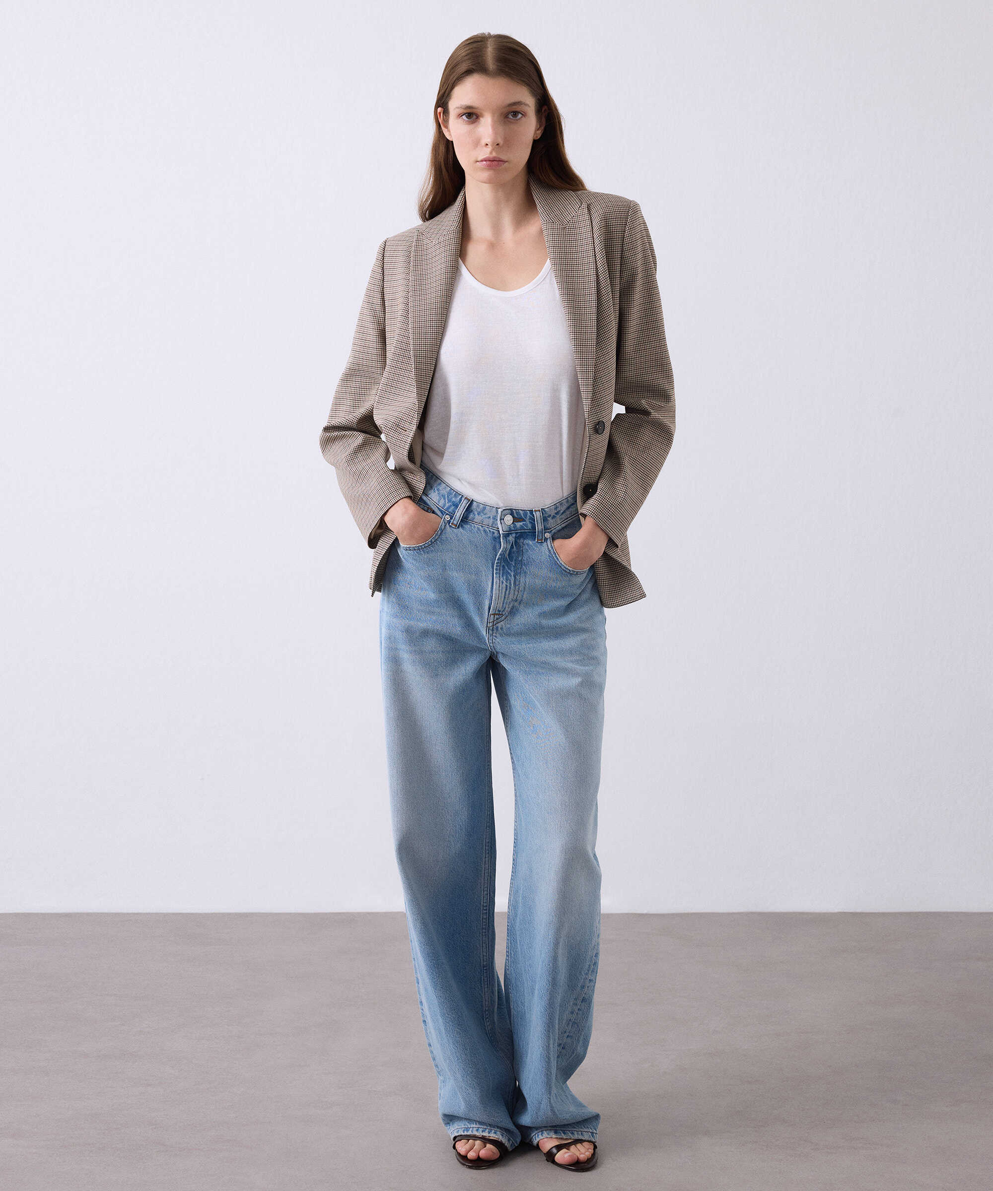Kazayağı desen blazer  - IS1260106073003 - Natürel Blazer