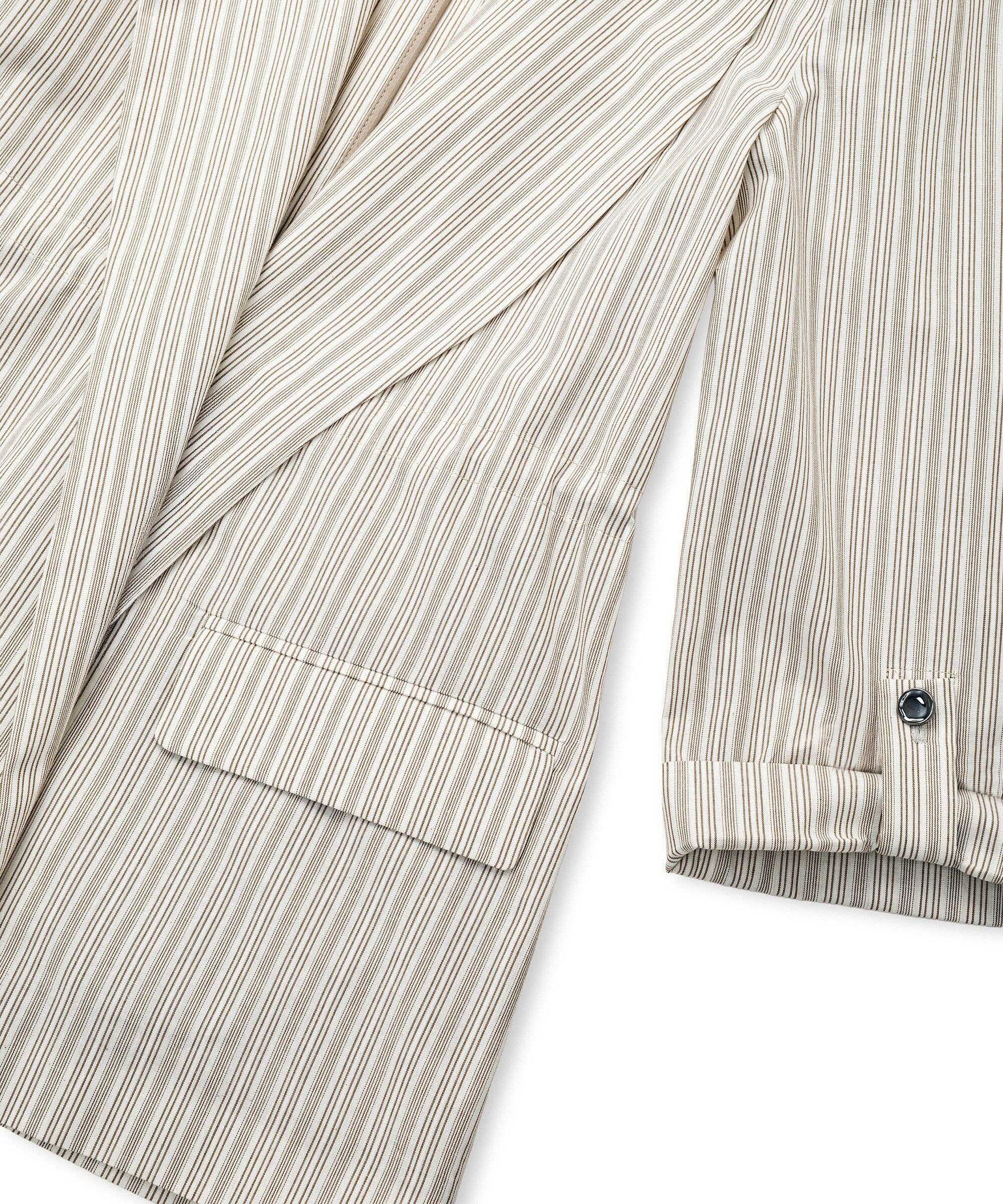 Çizgi desen blazer - IS1260106074003 - Natürel Blazer