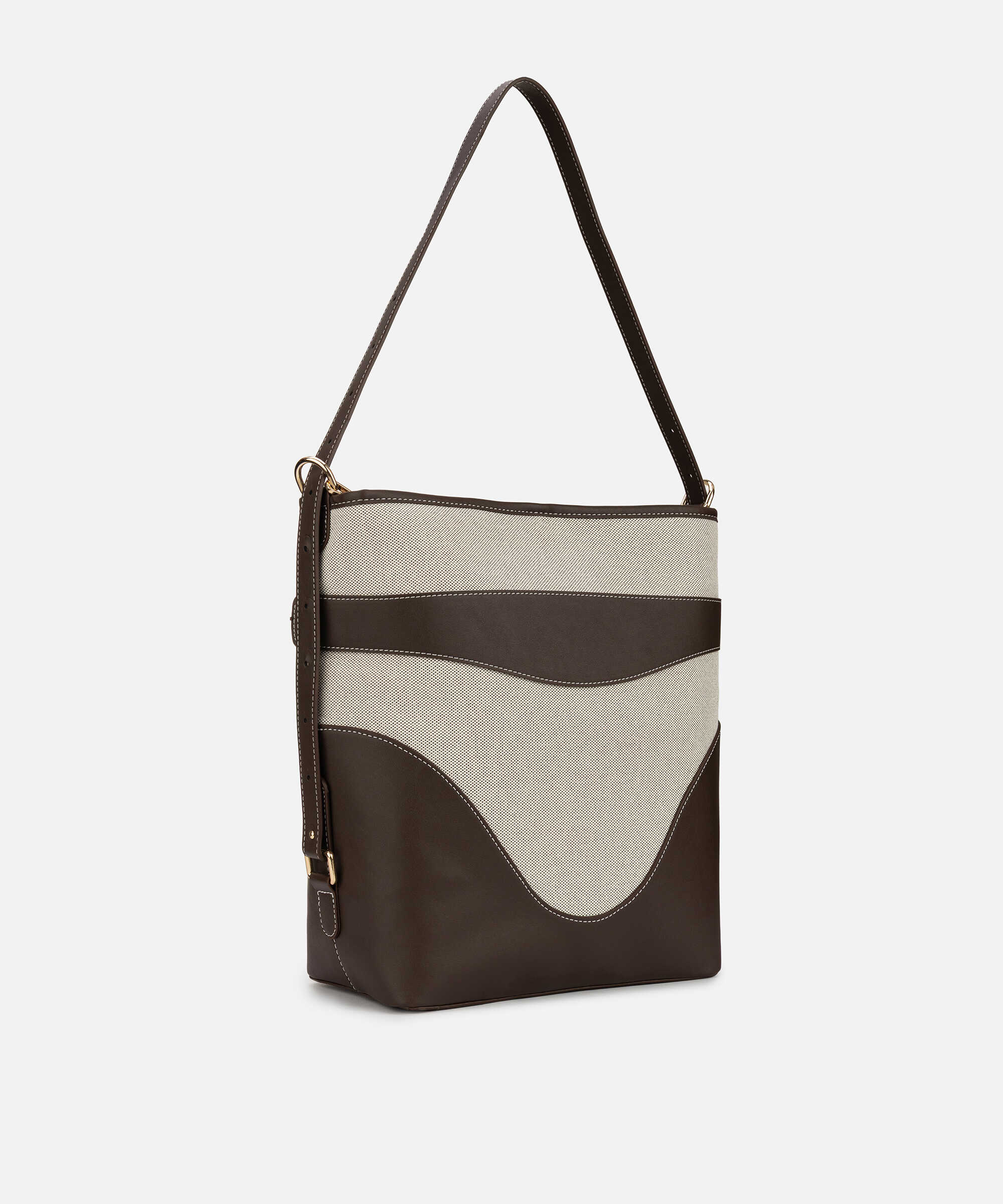 Colorblock bucket çanta - IS1260052097074 - Kahverengi Çanta